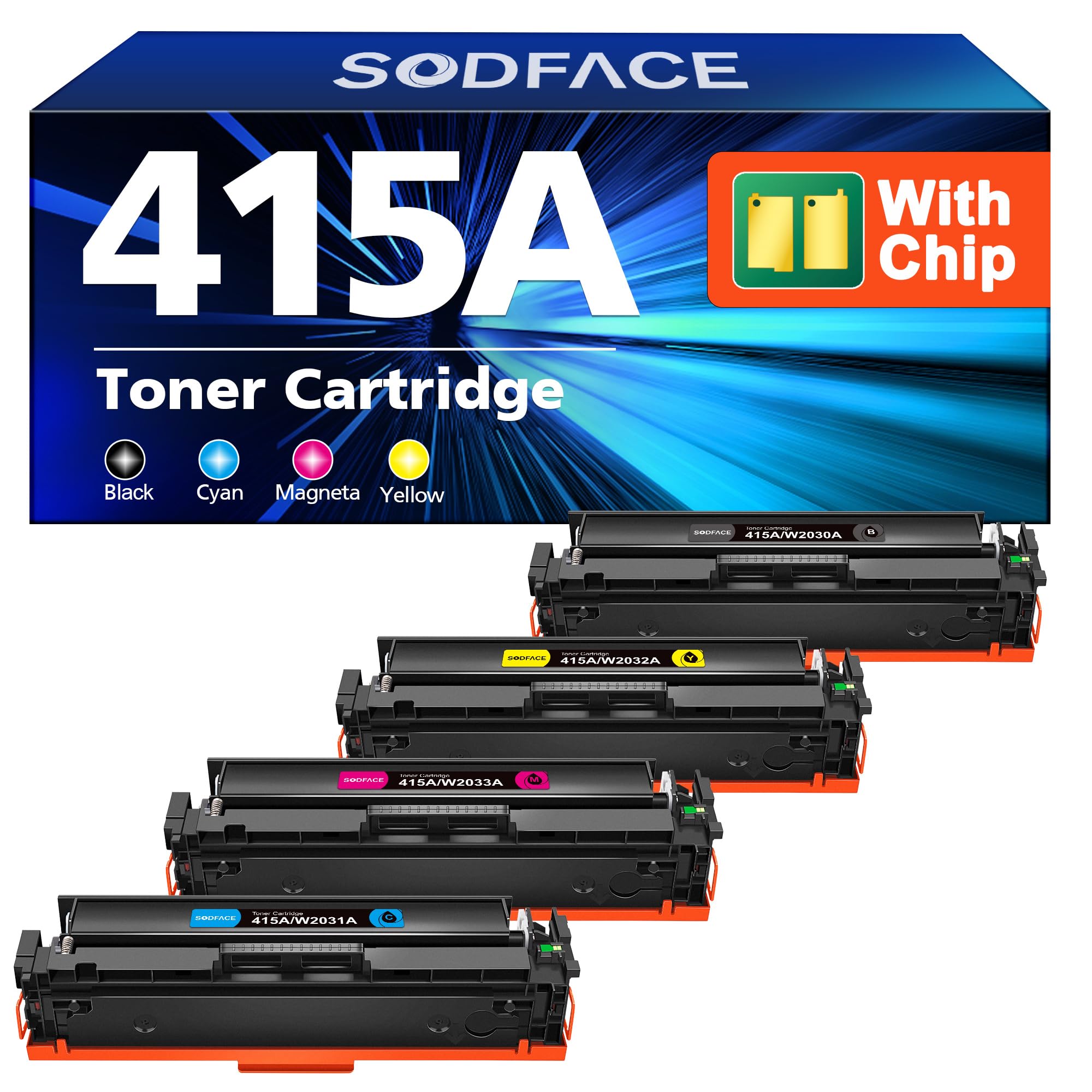 415A 415X Toner (Mit Chip) Kompatibel für HP 415A Schwarz für HP Color LaserJet Pro MFP M479fdw Toner M479dw M479fnw M479fdn M454dn M479 M454dw 415a schwarz 415a Magenta W2030A W2031A W2032A 4er-Pack