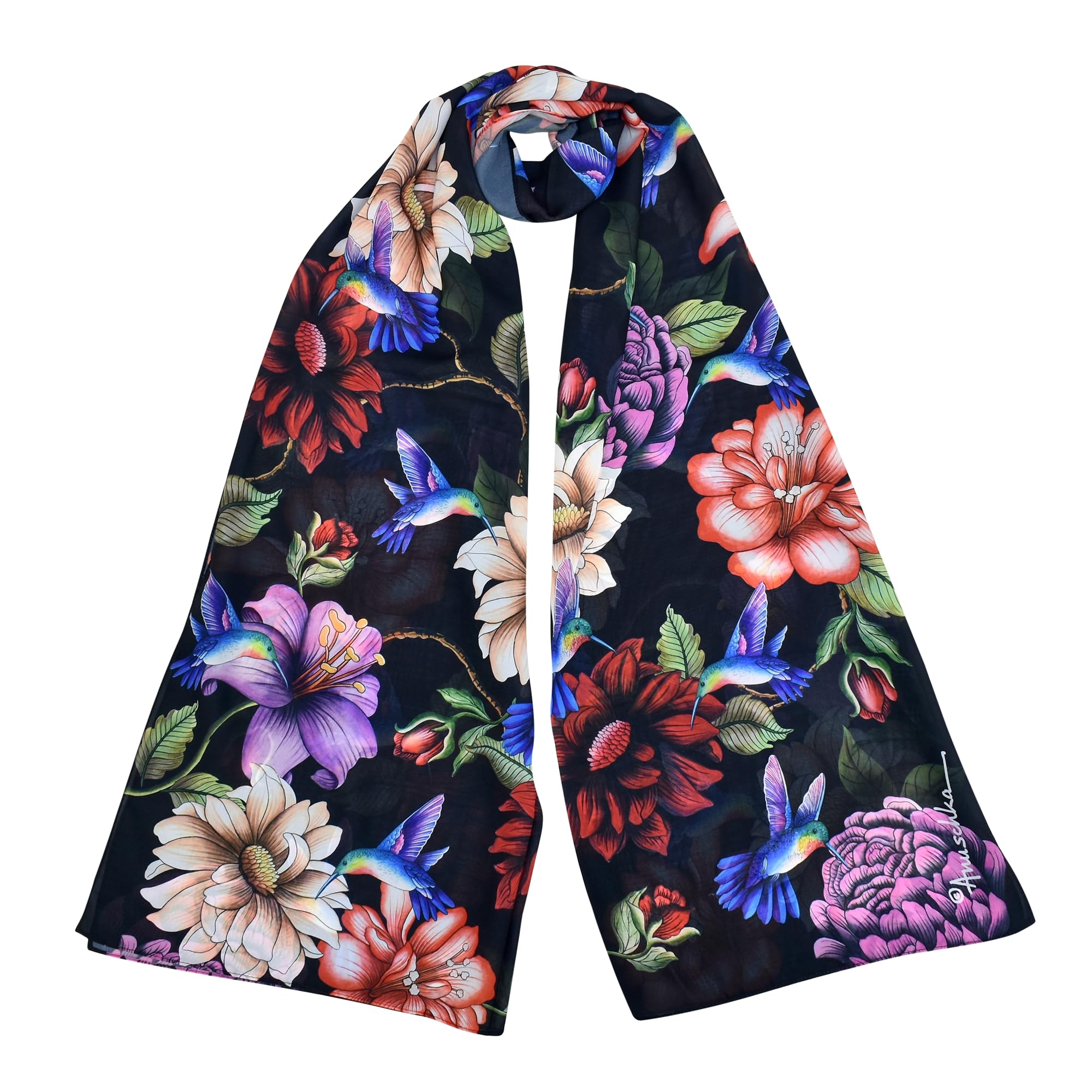 Anuschka Damen Women's Original Printed Artwork Scarf Chiffon-Schal