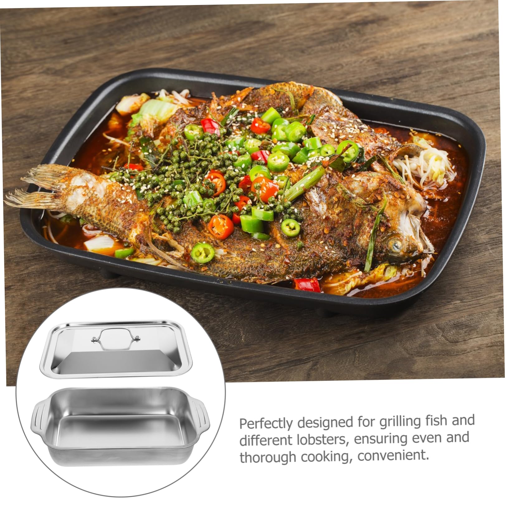 LABRIMP Bandejas Inoxidable Para Asar Pescado y Langostas Prácticas y Elegantes