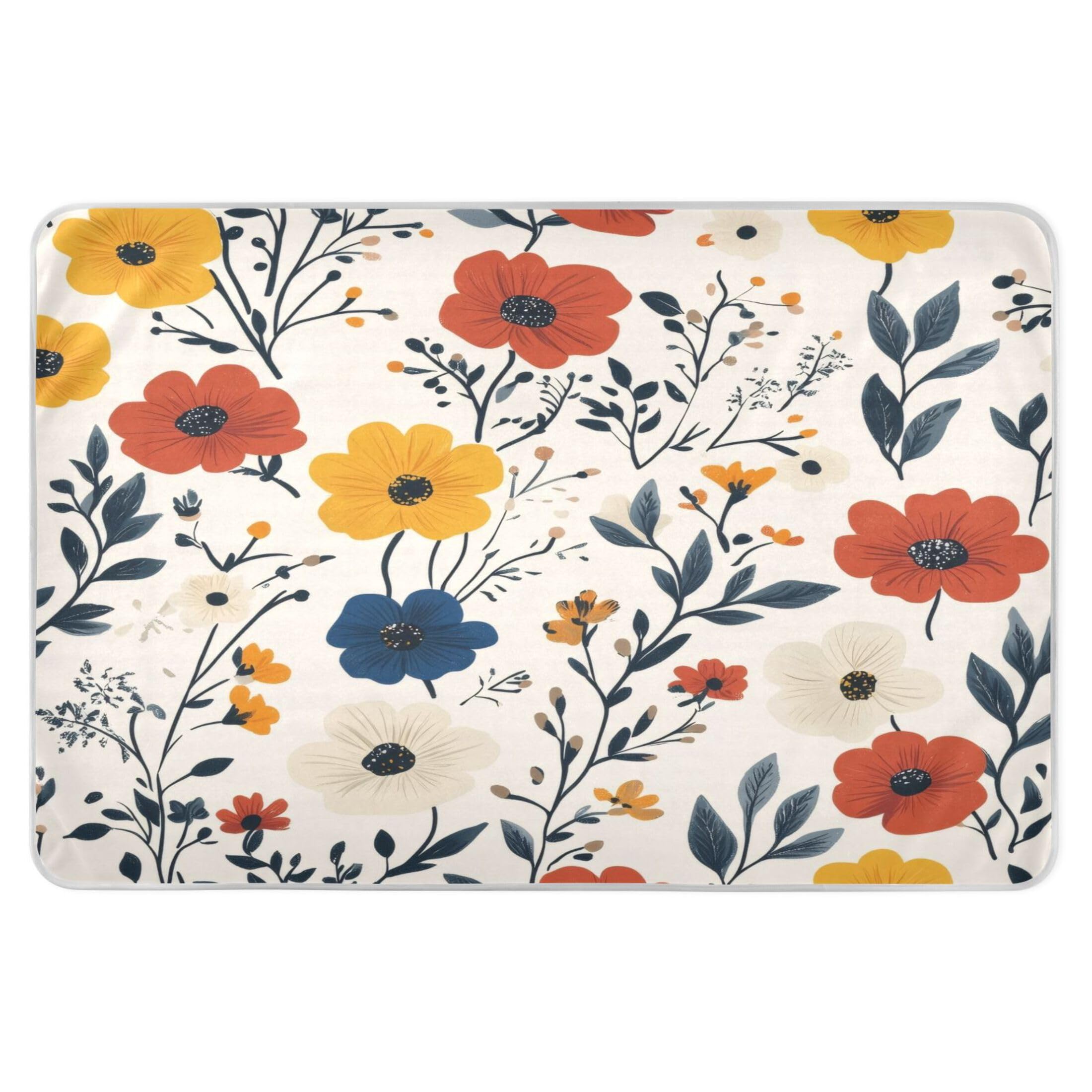 Takiito Flowers Bed Pad Reusable Bed Underpad Washable Waterproof Leak-Proof Quick Dry Incontinence Pee Pad for Toddlers Kids Adults Pets 34x52 in