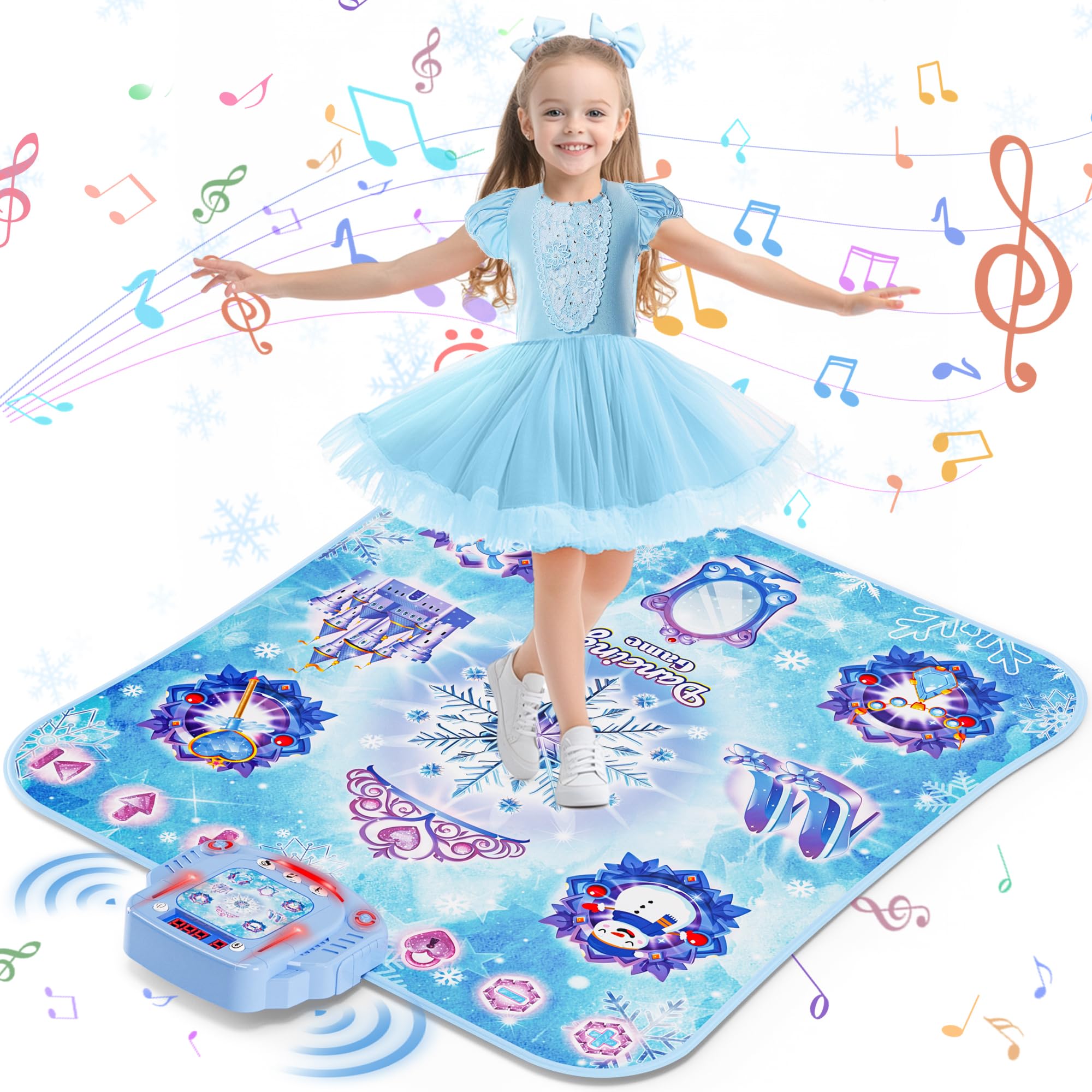 Handwell Alfombrilla de Baile con 8 Botones y Juego de Baile electrónico inalámbrico con Bluetooth para niños, 4 Modos de Juego, música incorporada, Regalos de cumpleaños para niñas de 3 a 12 años