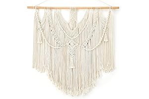 Mkono Macrame Wall Hanging Boho Home Decor Chic Woven Decoration, Large Size, 36"x35"