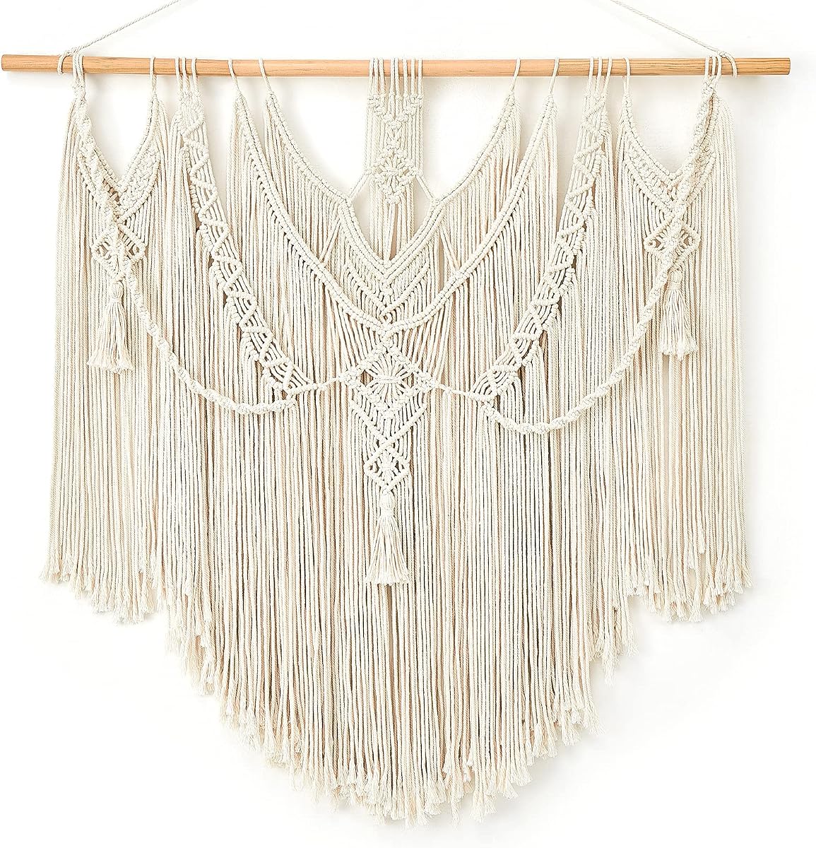 Macrame Wall Hanging Boho Home Decor Chic Woven Decoration for Bedroom Living Room Apartment Dorm Gallery Perfect Handmade Christmas Gift Ideas, 1 Pack, Large Size, 36"x35"