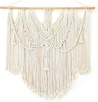 Mkono Large Macrame Wall Hanging Boho Decor 36x35 Inch Ivory - Handmade Cotton Woven Wall Art for Bedroom Living Room