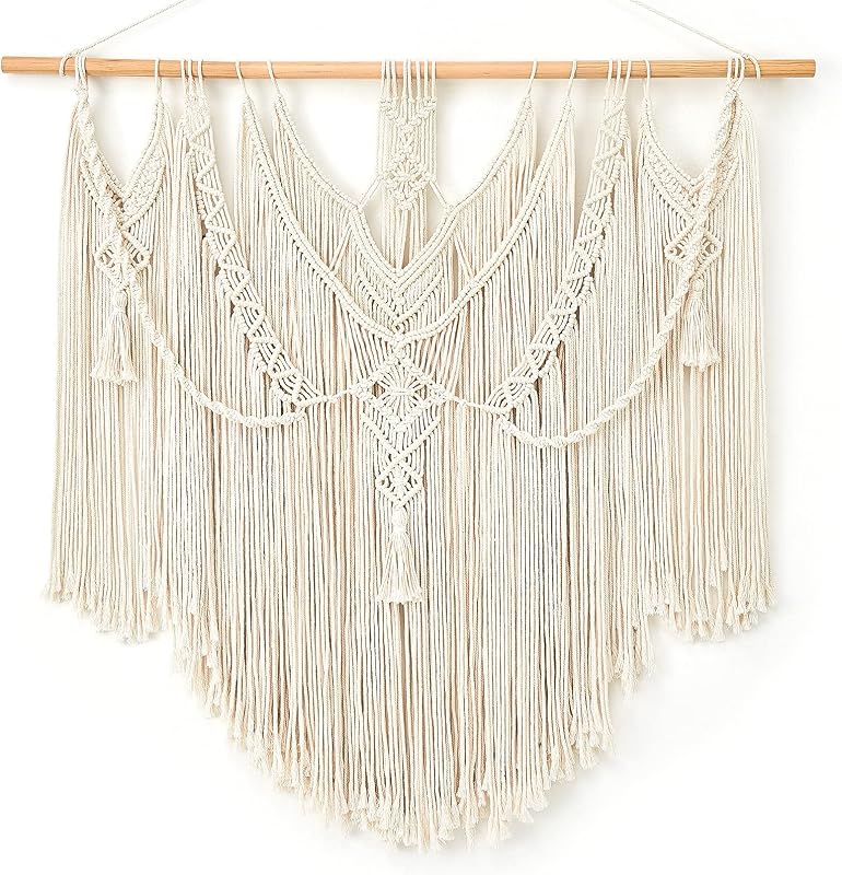 Macrame Wall Hanging Boho Home Decor Chic Woven Decoration for Bedroom Living Room Apartment Dorm Gallery Perfect Handmade Christmas Gift Ideas, 1 Pack, Large Size, 36"x35"