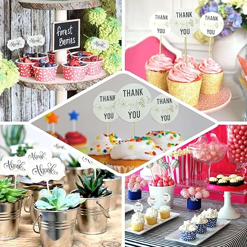 Miniatura 5 de Efavormart - Paquete de 50 adornos redondos para cupcakes de 5.5 pulgadas, brochetas de bambú, palillos decorativos para cócteles