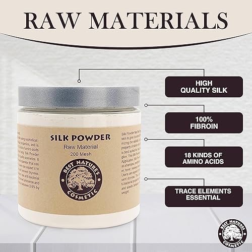 Miniatura 5 de Best Nature's Silk Powder (8 fl oz  8.1 fl oz)  100% crudo, limpio, grado cosmético  Polvo de seda pura y orgánica para rostro y cabello  Adecuado