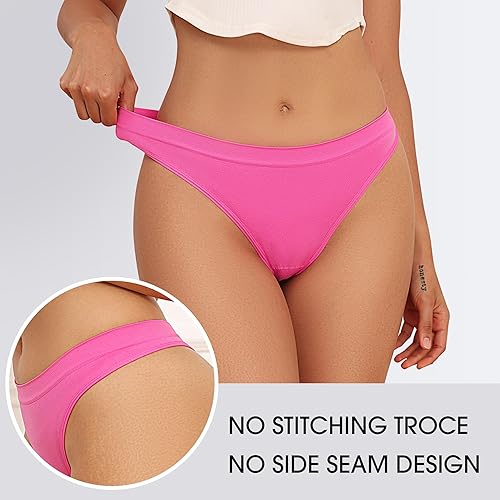 Miniatura 4 de chahoo Tanga de cintura alta para mujer, ropa interior de algodón sin costuras, paquete de bragas vibrantes que absorben la humedad, paquete de 5