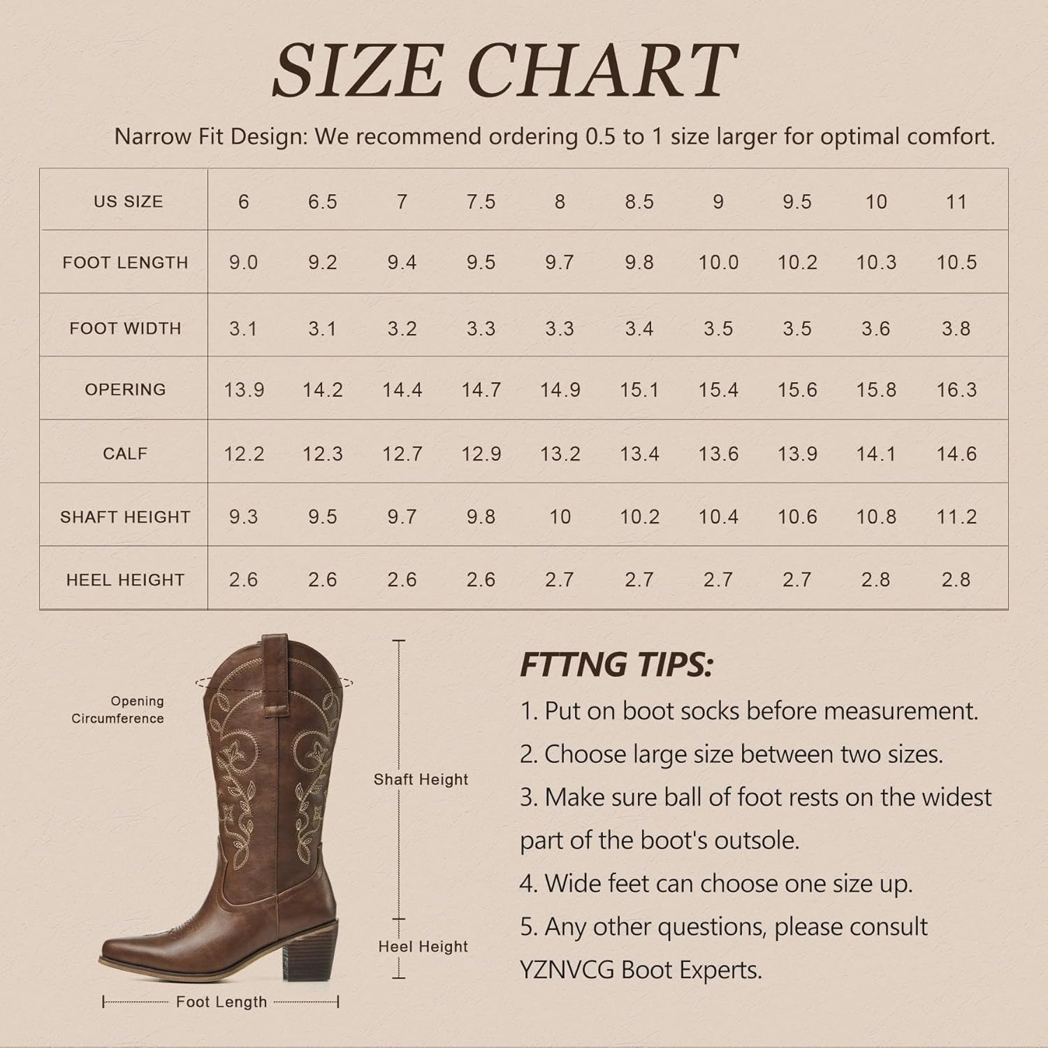Cowboy Boots for Women Wide Calf - Cowgirl Boots with Pointed Toe and Chunky Heel for All-Day Comfort | Perfect for Country Music Festivals & Daily Wear - Image 6