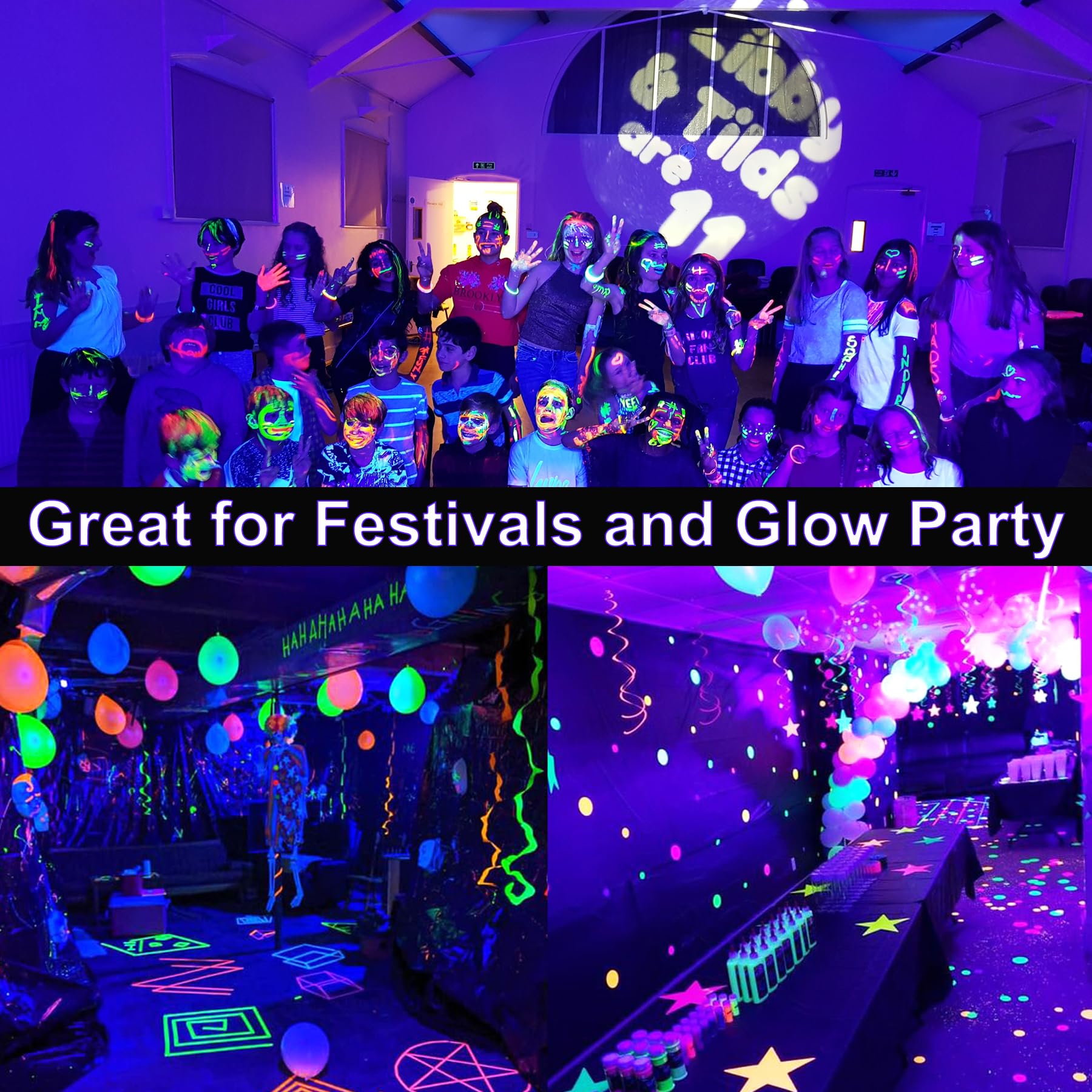 Luce Nera UV 50W, Indmird Faretto UV LED con Interruttore, 395-400nm Potente Faro UV Impermeabile IP65 Lampada UV per Festa Glow,Pittura,Acquario,Natale,Halloween
