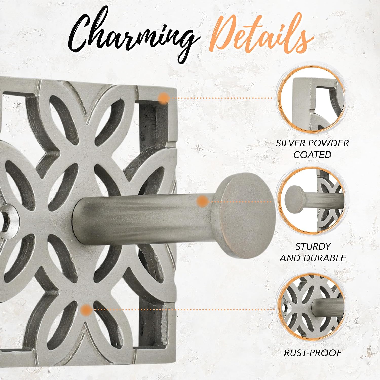 Autumn Alley Two Nickel Hooks, Bathroom Towel Hook, Robe Hook Wall Mounted - Decorative Wall Hooks for Towel, Robe, Cast Coat and Door Hook for Bathroom Modern Unique Style, 2 Pack image 3