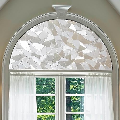 Miniatura 5 de Autotech Park Película de ventana arqueada personalizada precortada, diseño de mosaico moderno, hasta 64 pulgadas de diámetro y 33 pulgadas de altura