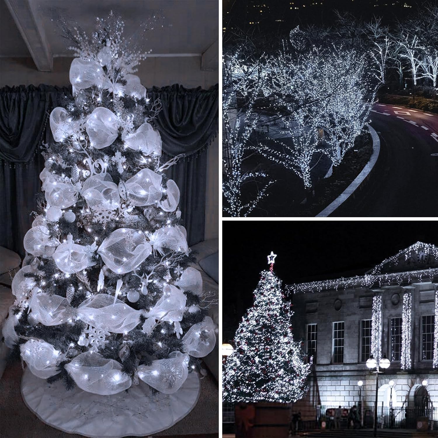 Upgrade 6Pack 100LED Solar Lichterkette für Außen, Solar Weihnachten Lichterkette Außen mit 8 Modi, IP65 Wasserdicht Outdoor Twinkle Light, Garten Weihnachtsbaum Weihnachtsdekoration, Kaltweiß
