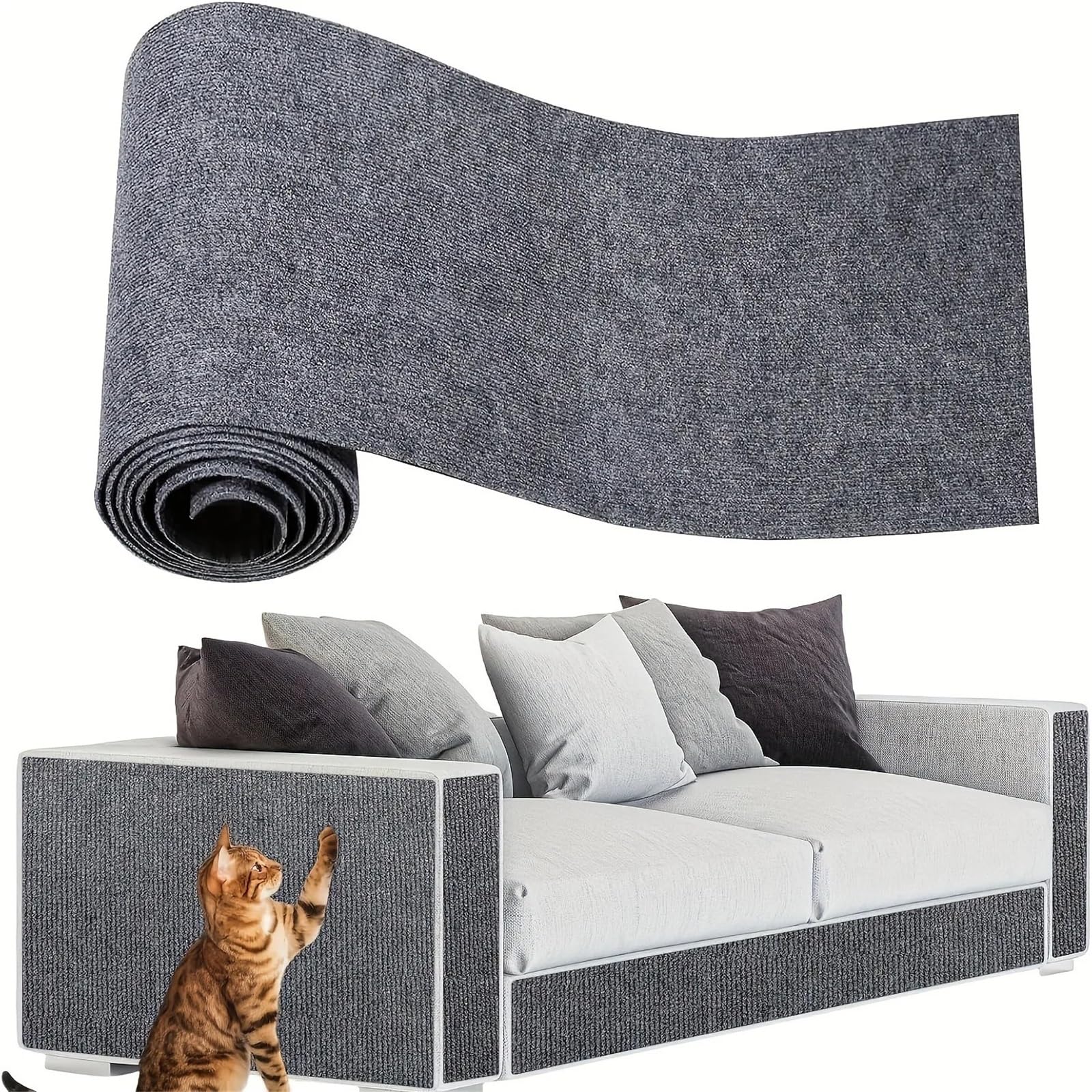 Kratzschutz Sofa Katze Kratzbrett for Katzen, Sofaschutz, fusselfrei, Klettermatte, zuschneidbar, selbstklebend, DIY-Wandaufkleber, Pfotenschutz(Dark Gray,40x200cm)