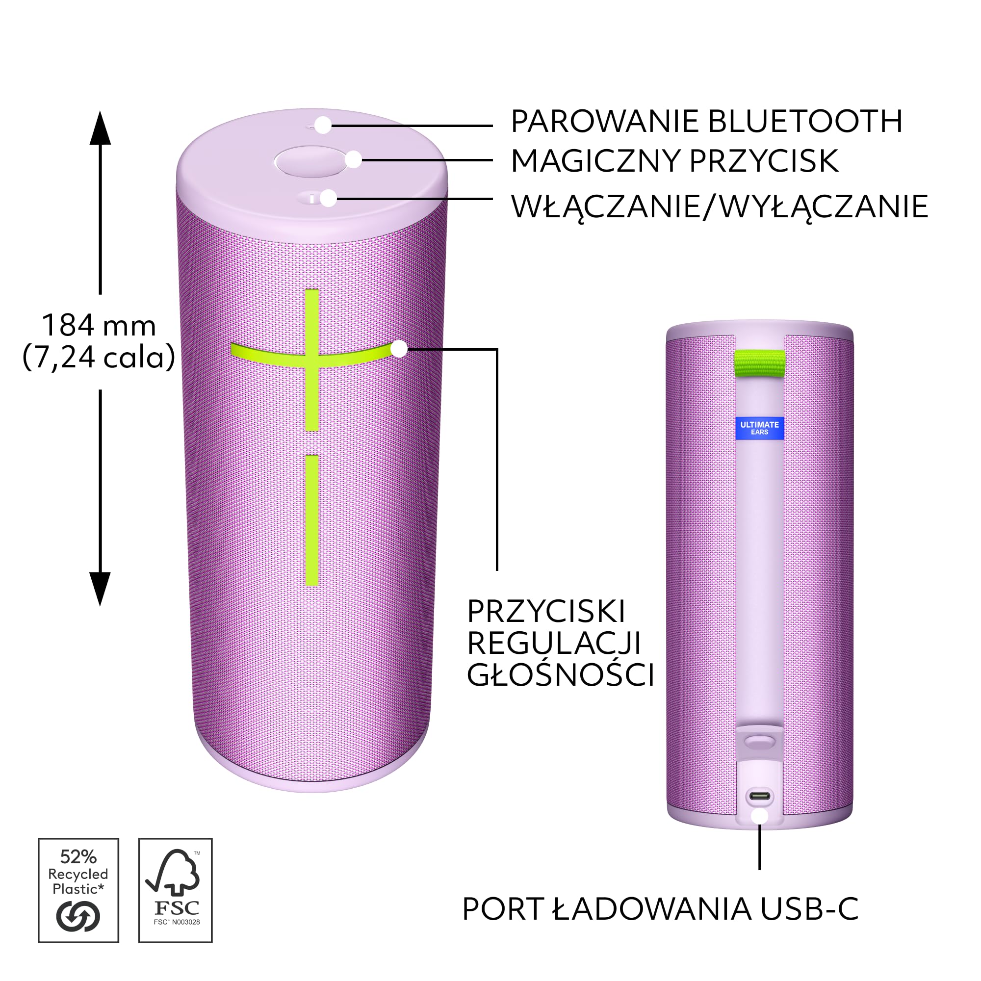 Ultimate Ears BOOM 4 Przenośny wodoodporny głośnik Bluetooth z 360-stopniowym, pogrubionym, wciągającym, krystalicznie czystym dźwiękiem, pływający głośnik z 15-godzinną baterią i zasięgiem 45 m