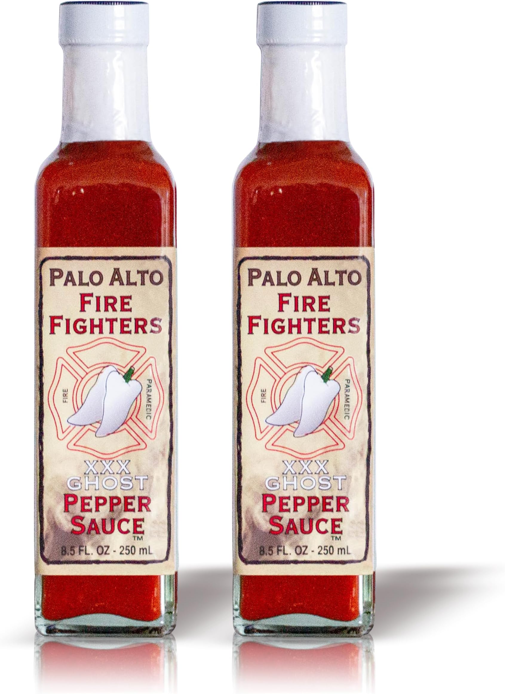 Palo Alto Firefighters XXX Ghost Pepper Sauce (8.5oz) - Pack of 2 - Salt Free Pepper Plant Hot Sauce, No Sodium Hot Pepper Sauce, No Salt Sauces