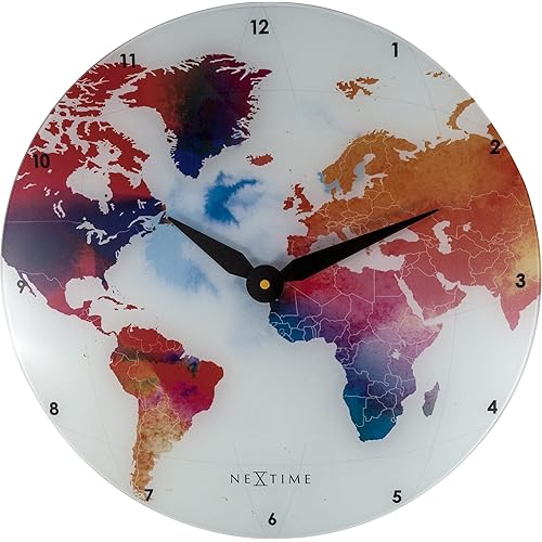 NEXTIME Colorful World Wall Clock, 94, Multicolor