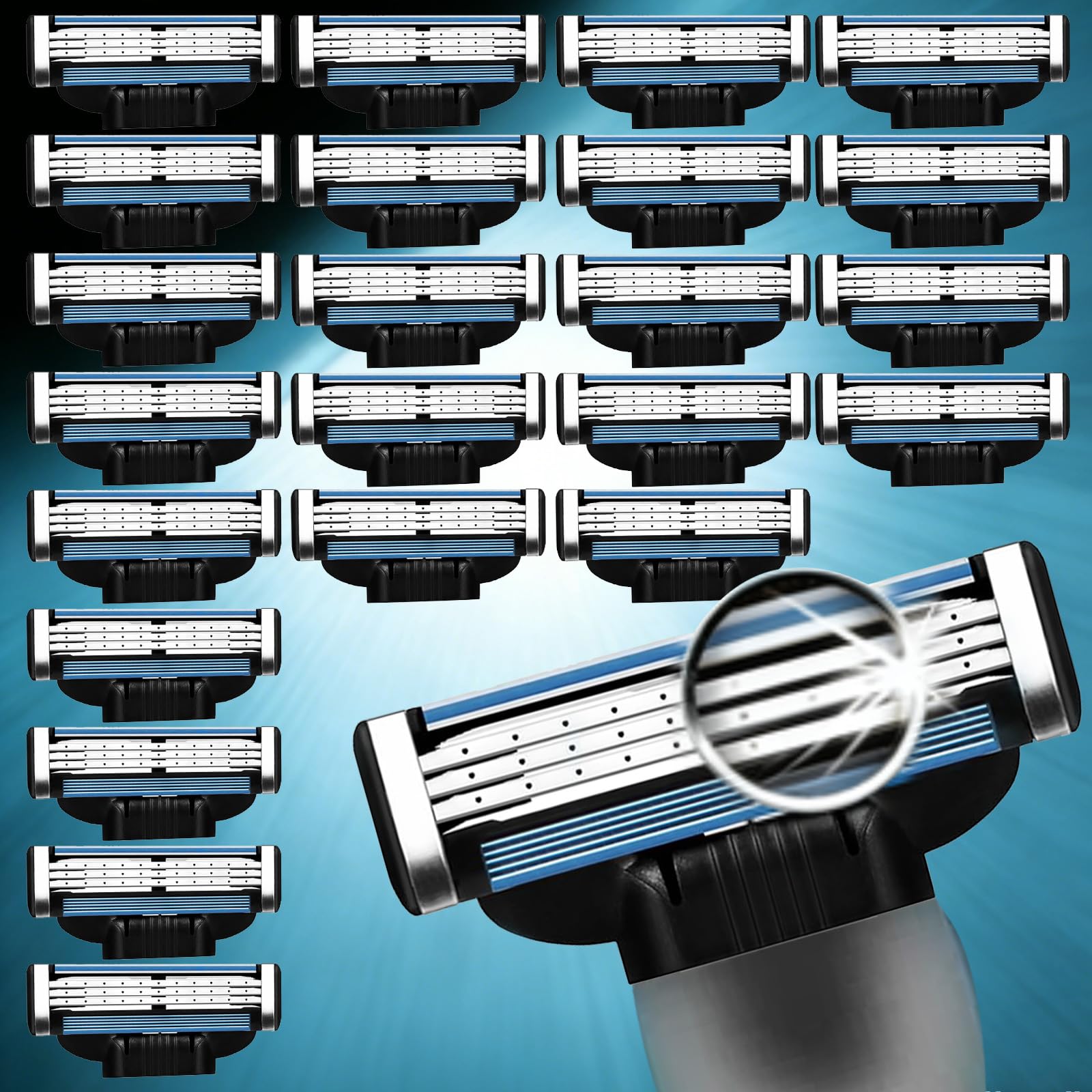 Photo 1 of Mach 3 Razor Refills for Men, Razor Blade Refills for Men, 24 PCS Triple-Layer Blades Compatible with mach 3 razor blades refills and Mach3 Razors, Precision Shaving Pack