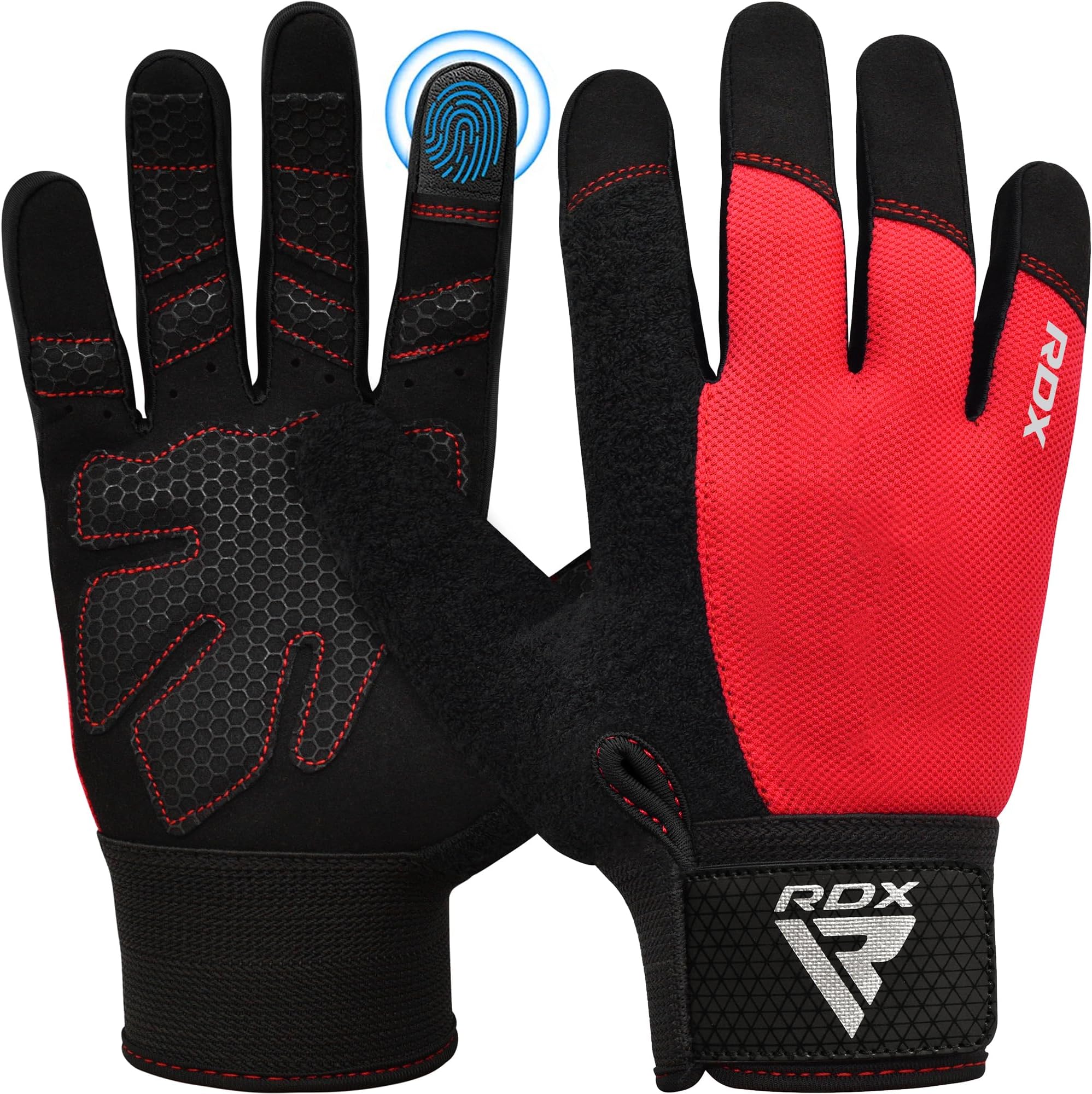 RDX Weight Lifting Gloves Gym Workout, Full Finger Touch Screen, Breathable Anti Slip Padded Palm Protection, Fitness Strength Training Powerlifting HIIT WOD Exercise, Men Women Home Gym Cycling