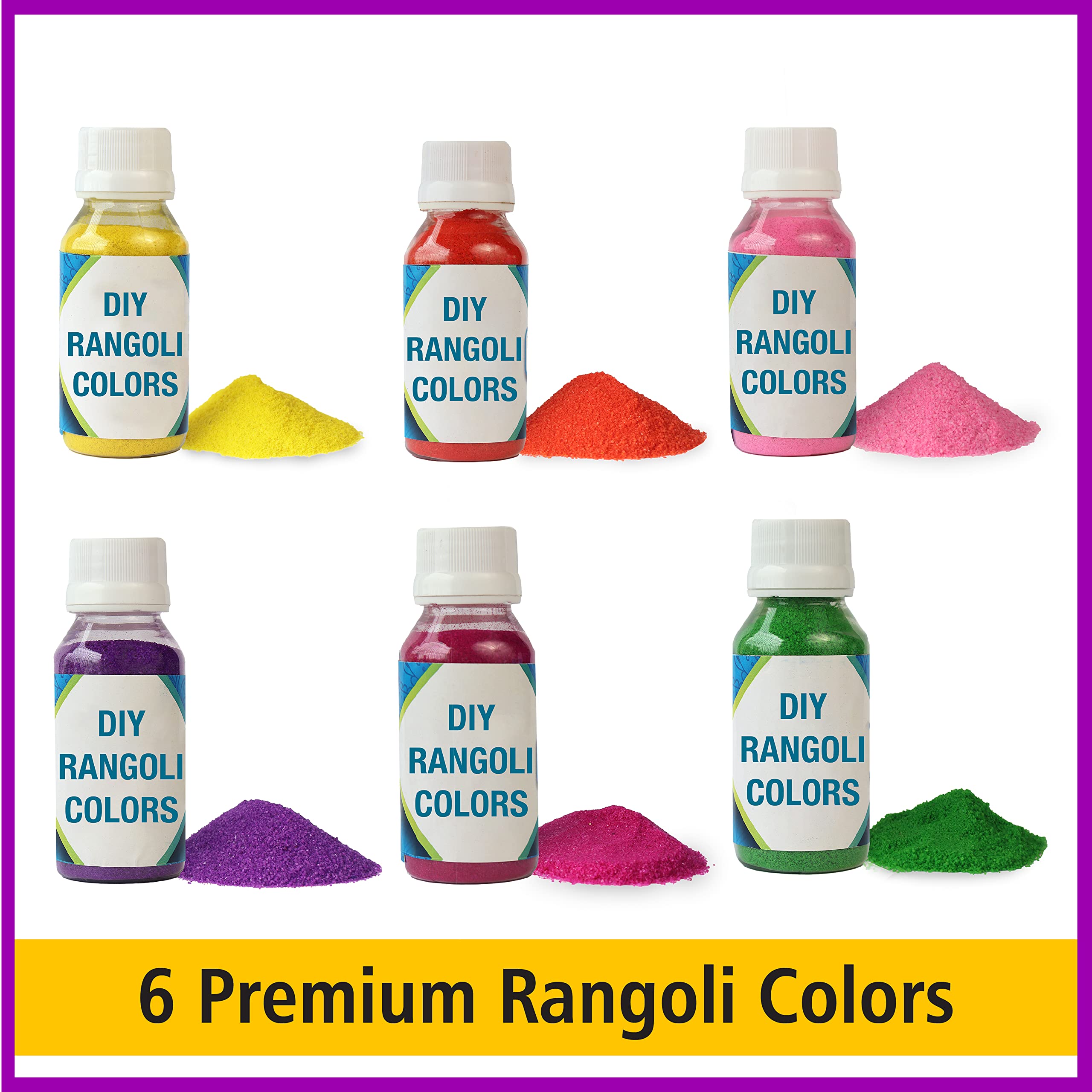 Solobolo Lot de 9 pochoirs Rangoli de grande taille avec 6 couleurs Rangoli | Pochoir Mandala Rangoli | Pochoir Diwali Diya | Pochoir OM Rangoli | Pochoir d'angle et bordure | Lot de 9