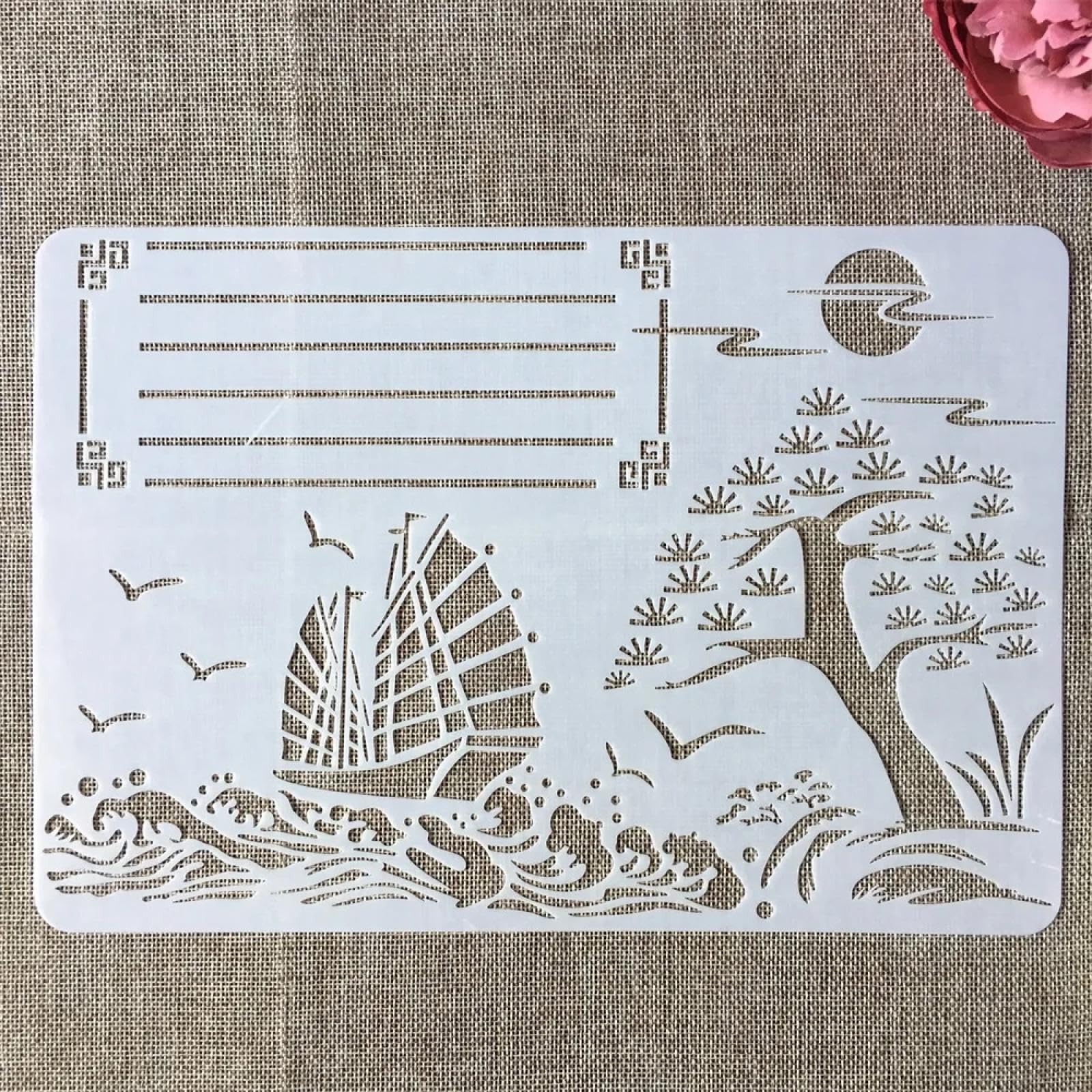 Plantillas reutilizables, 8 unidades, 29 cm, tamaño A4, plantillas de pared chinas para pintar, manualidades, plantillas para pintar sobre madera, decoración del hogar