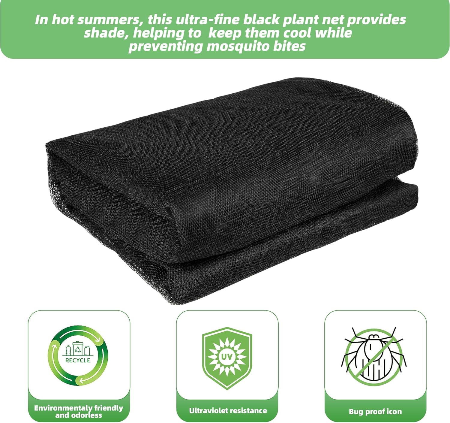 U0U Garden Mesh Netting Kit,7.8 x 24 Ft Plant Netting with Hoops,Bird Net for Garden with 6 Sets Garden Hoops & 18 Clips,Garden Net Bed Cover for Plants Birds Animals Protection (Black)
