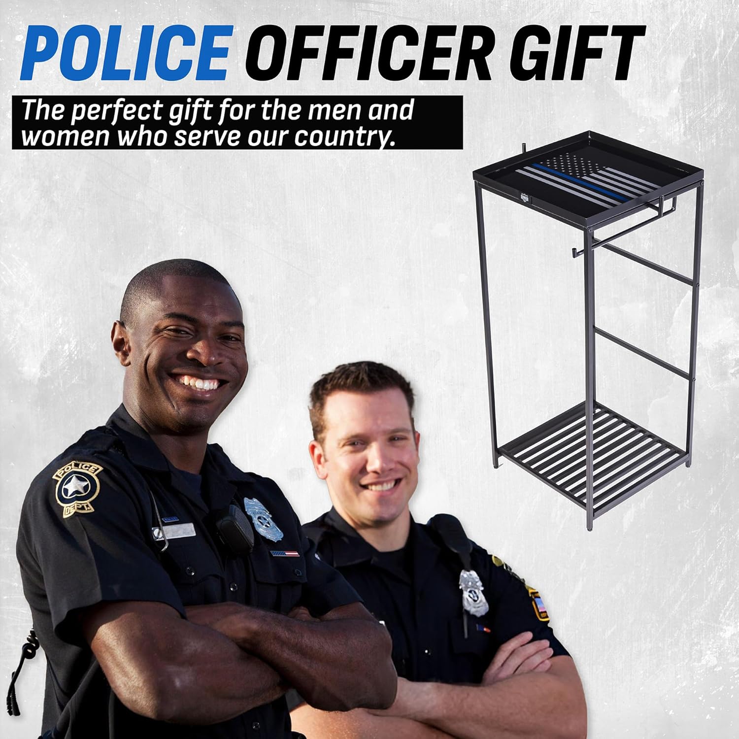 Police Gear Rack - Law Enforcement & Military Gear Stand Organizer - Uniform, Vest & Duty Belt Holder - Tactical Equipment Storage - Cop Caddy Gift