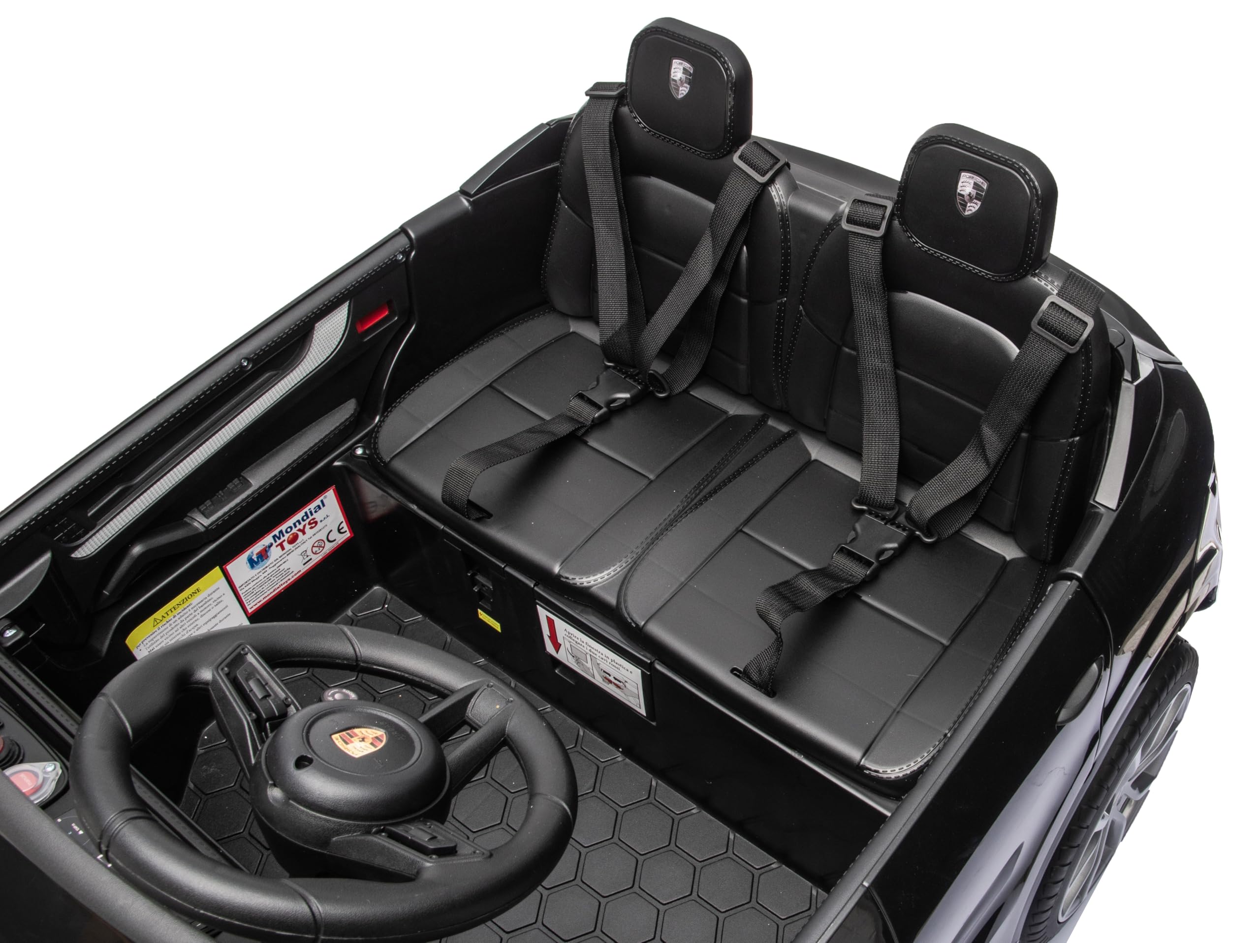 Porsche Cayenne 24V Maxi SUV Elettrico per Bambini 2 Posti Macchina Elettrica con Telecomando Due Cinture a 3 Punti Luci LED Bluetooth Carico Massimo 60 Kg (Nero)