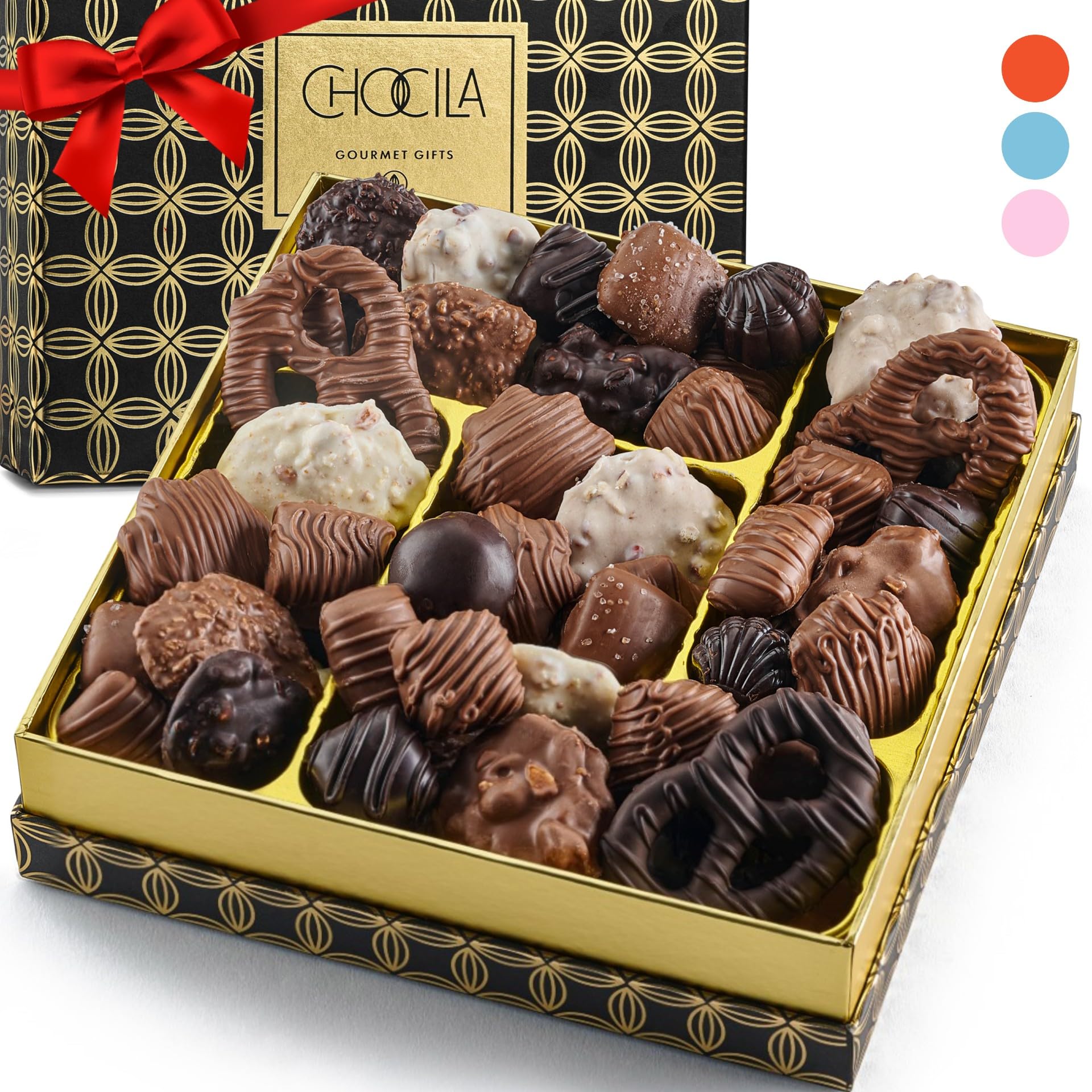 Christmas Gourmet Chocolate Gift Box | Assorted Chocolates Variety Snack Basket, Food Arrangement Platter, Birthday Present, Holiday, Corporate Parties, Sympathy, Candy Gifting Idea, Him, Her, Men Women, Family