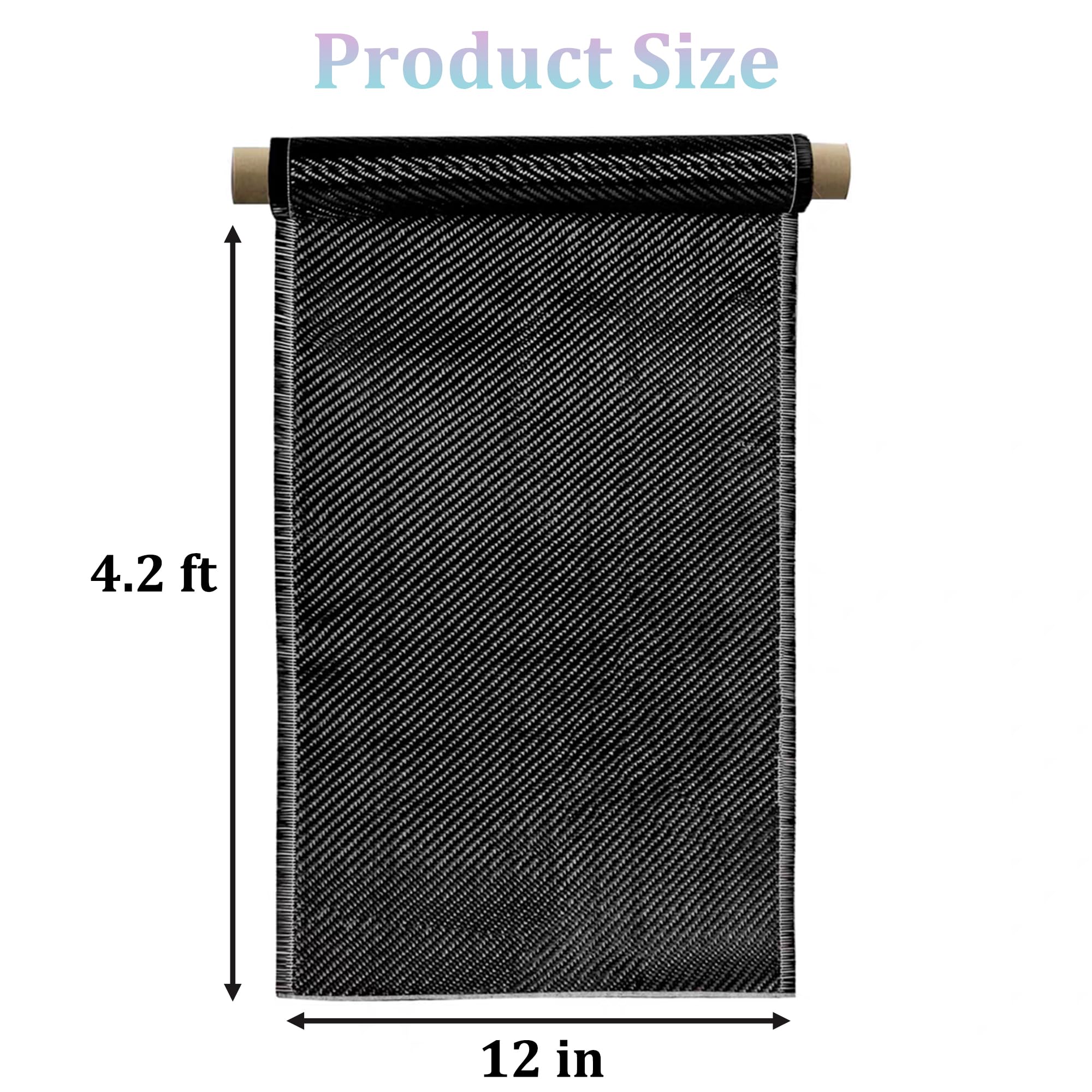 1,3 m x 30,5 cm Kohlefaser-Stoffrolle, 3K-Twill-Gewebe, 200 g/m², schwarzes Kohlefasertuch für Verstärkung, Auto-Heimwerker, Marine- und RC-Projekte
