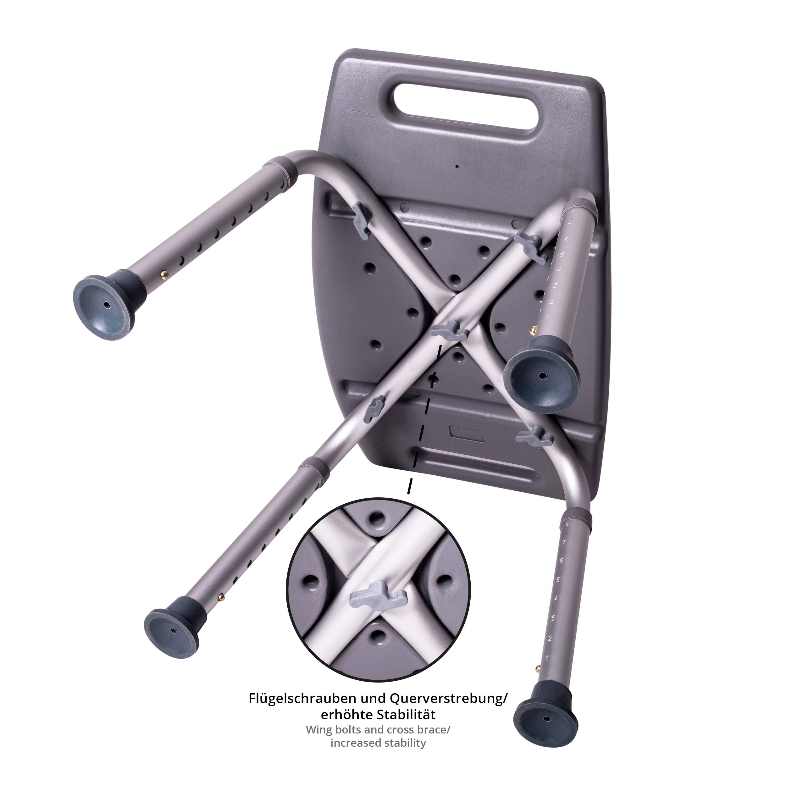 ONVAYA Taburete de baño 150 kg gris | Taburete de ducha | Asiento de ducha | silla de ducha