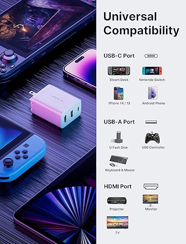 Miniatura 6 de JSAUX - Base de carga de 45 W para cubierta de vapor estación de acoplamiento de 3 puertos USB-CUSB-A4K HDMI con cable USB C 31 de 33 pies adaptador