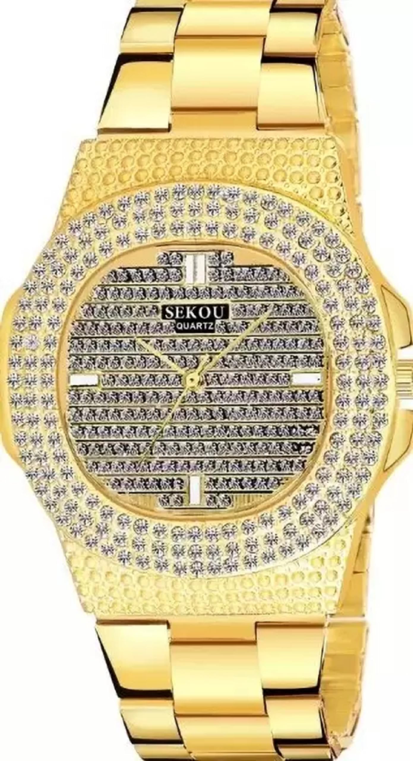 ZUPERIABling Square Hip Hop Full Diamond Iced Out Luxury Dial Quartz Analog Watch - for Men & Women