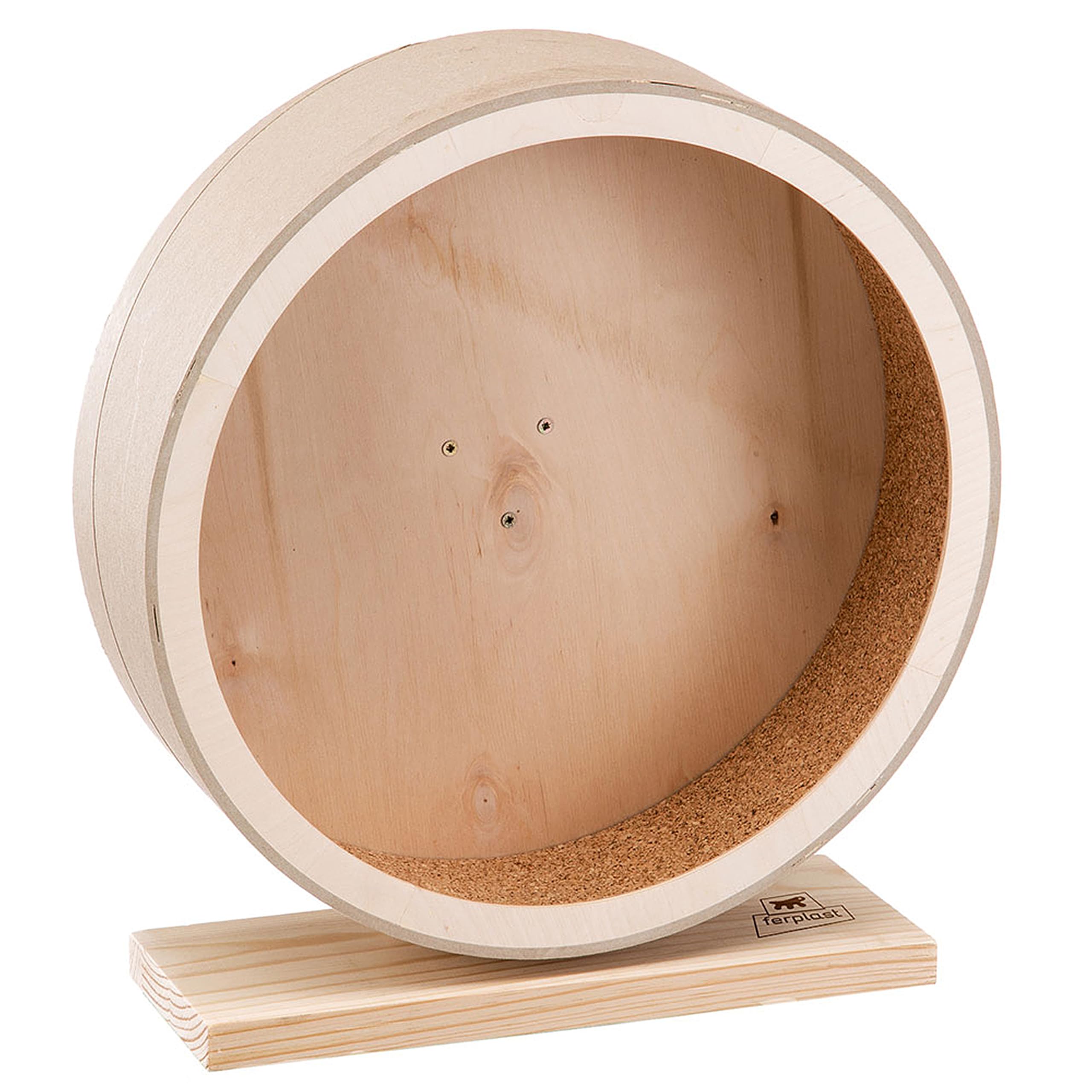 Ferplast Ruota Criceto, Accessorio Gabbia per Criceti, Topi Cincilla, Ruota Silenziosa con Antiscivolo, 12,8 x h 35,5 cm, ARCADE WHEEL diametro 32,5 cm, Ruota Gioco Legno per Criceti, Topi Cincillà