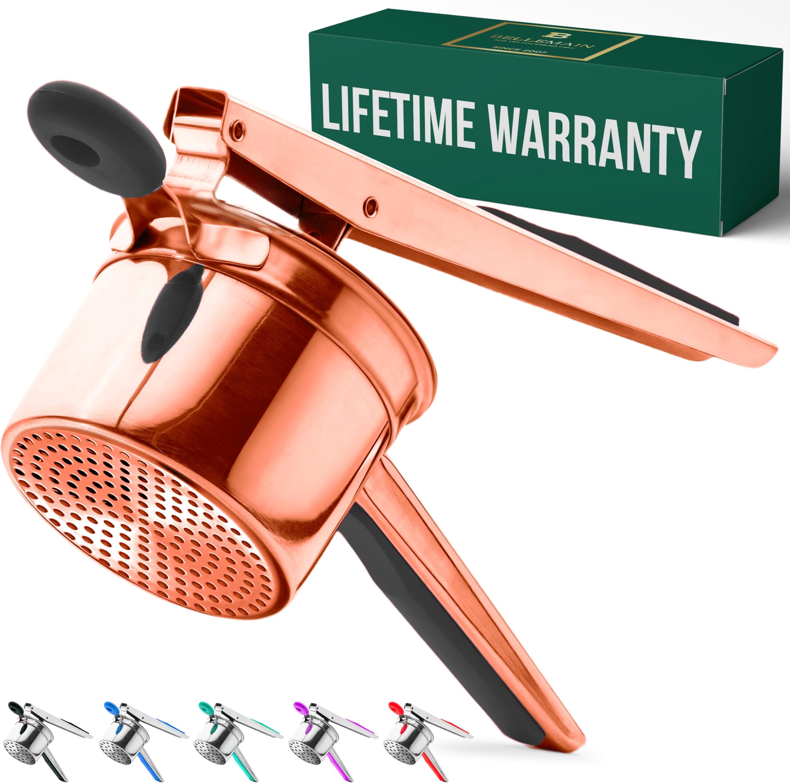 Bellemain 15 oz Large Potato Ricer | Heavy-Duty Stainless Steel Potato Ricer & Masher | Perfect for Mashed Potatoes | Rose Gold