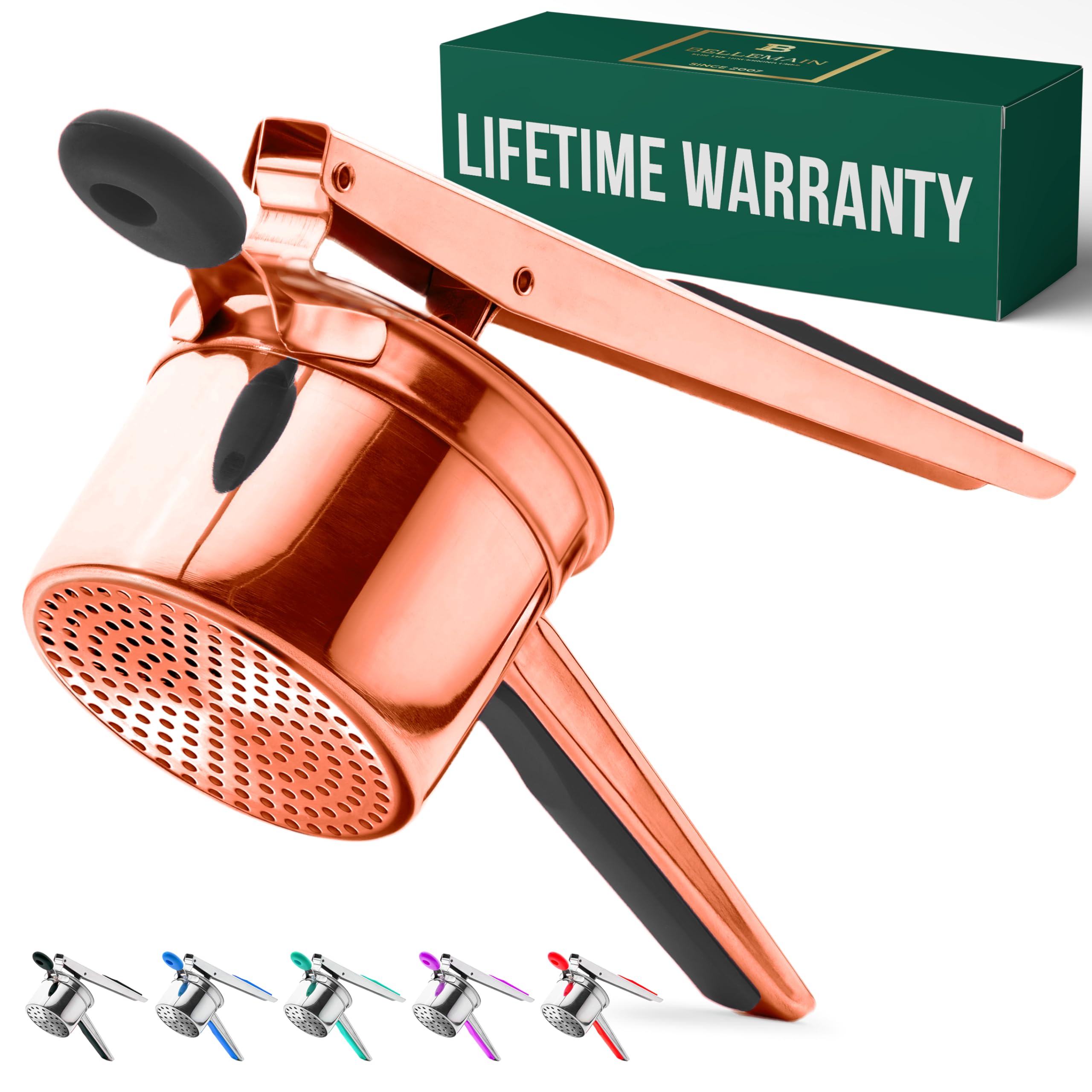 Bellemain 15 oz Large Potato Ricer | Heavy-Duty Stainless Steel Potato Ricer & Masher | Perfect for Mashed Potatoes | Rose Gold