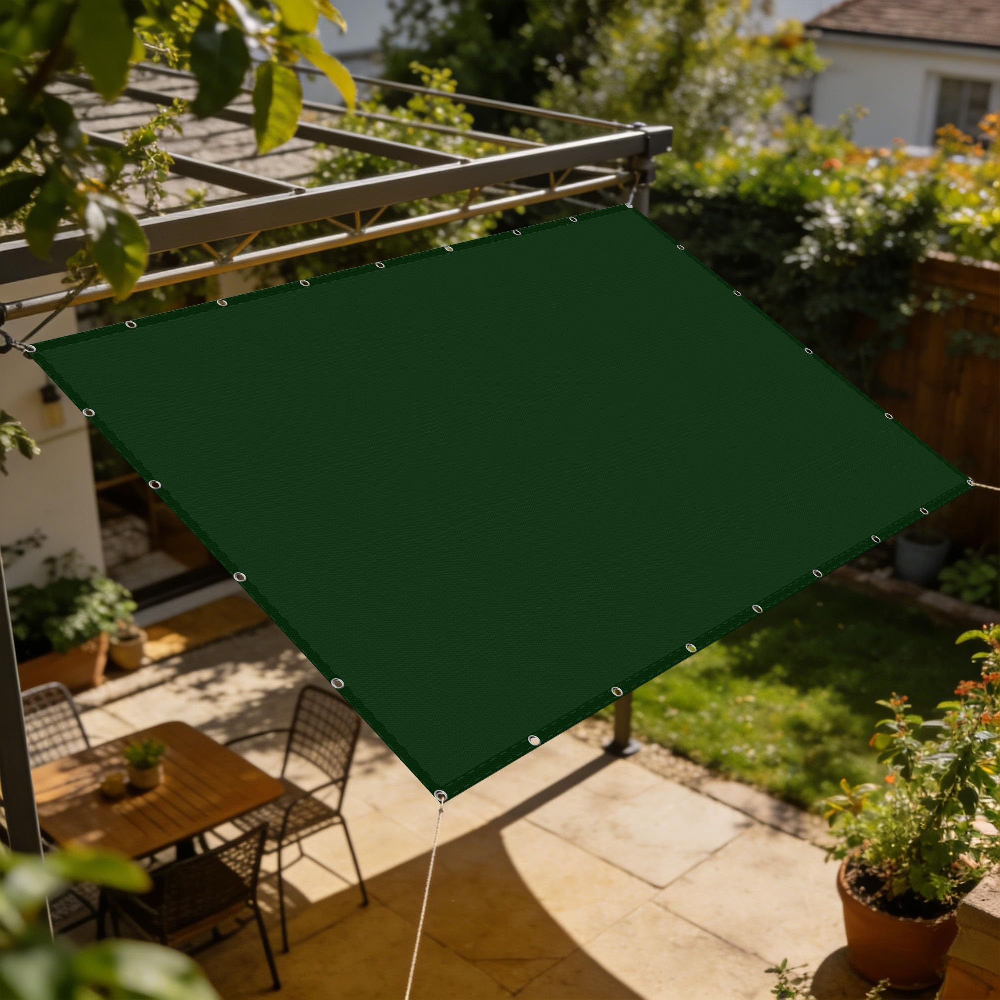 Toile d'ombrage rectangulaire 1x1m vert foncé imperméable et respirante pour terrasse