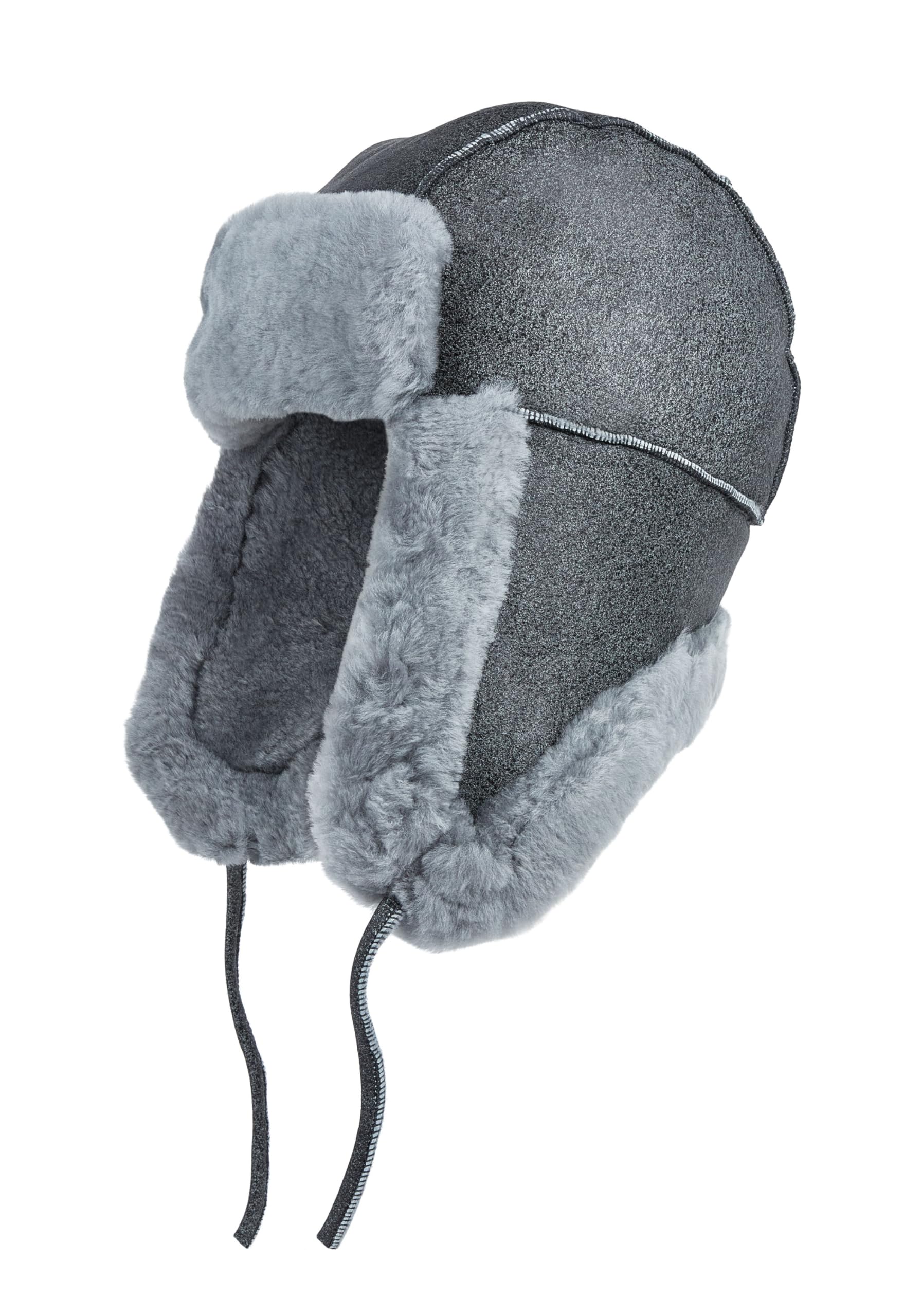 Mens RAF Aviator B-55 Suede Sheepskin Trapper Hat -