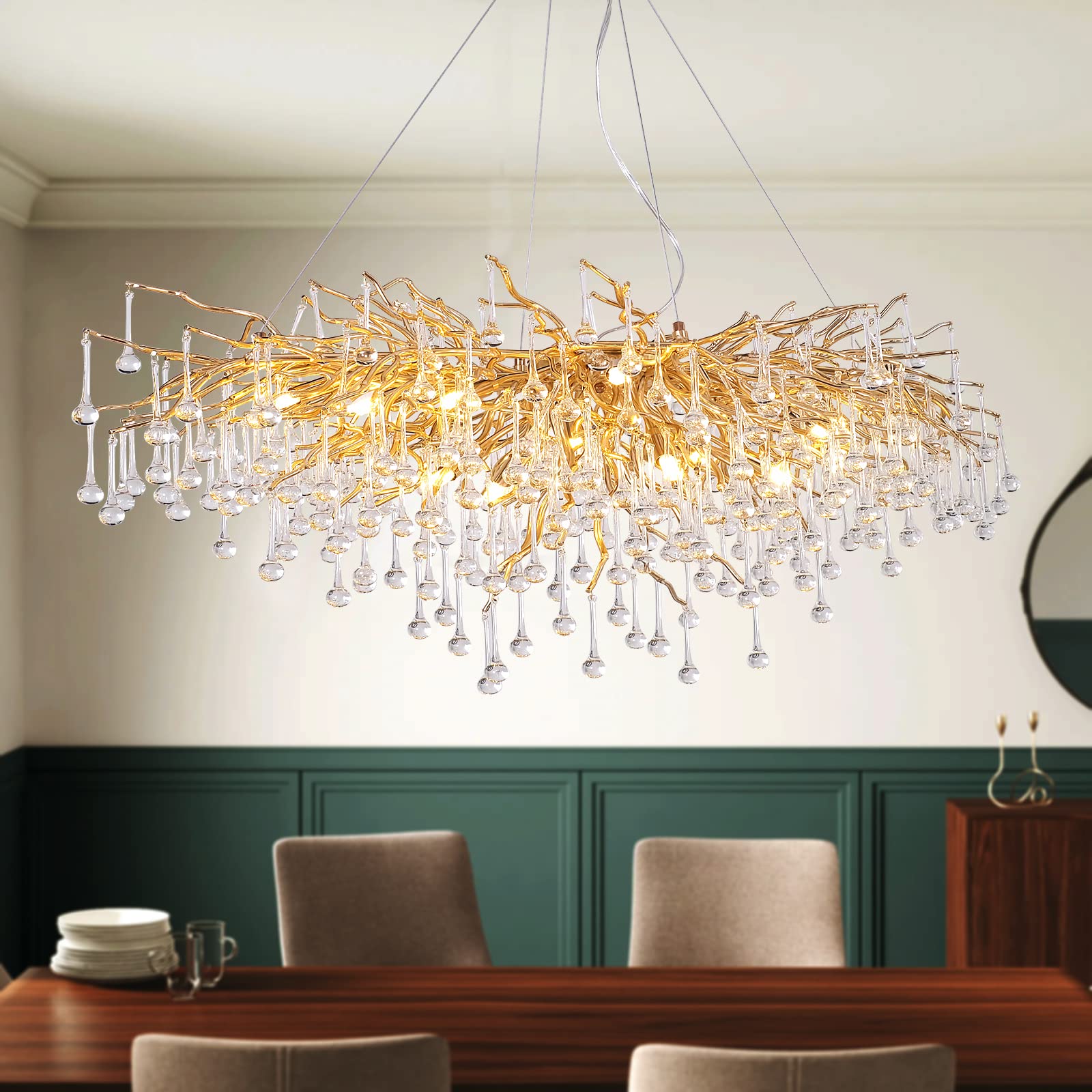 Arotikee Modern Unique Rectangle Oval Pendant Chandelier Lighting