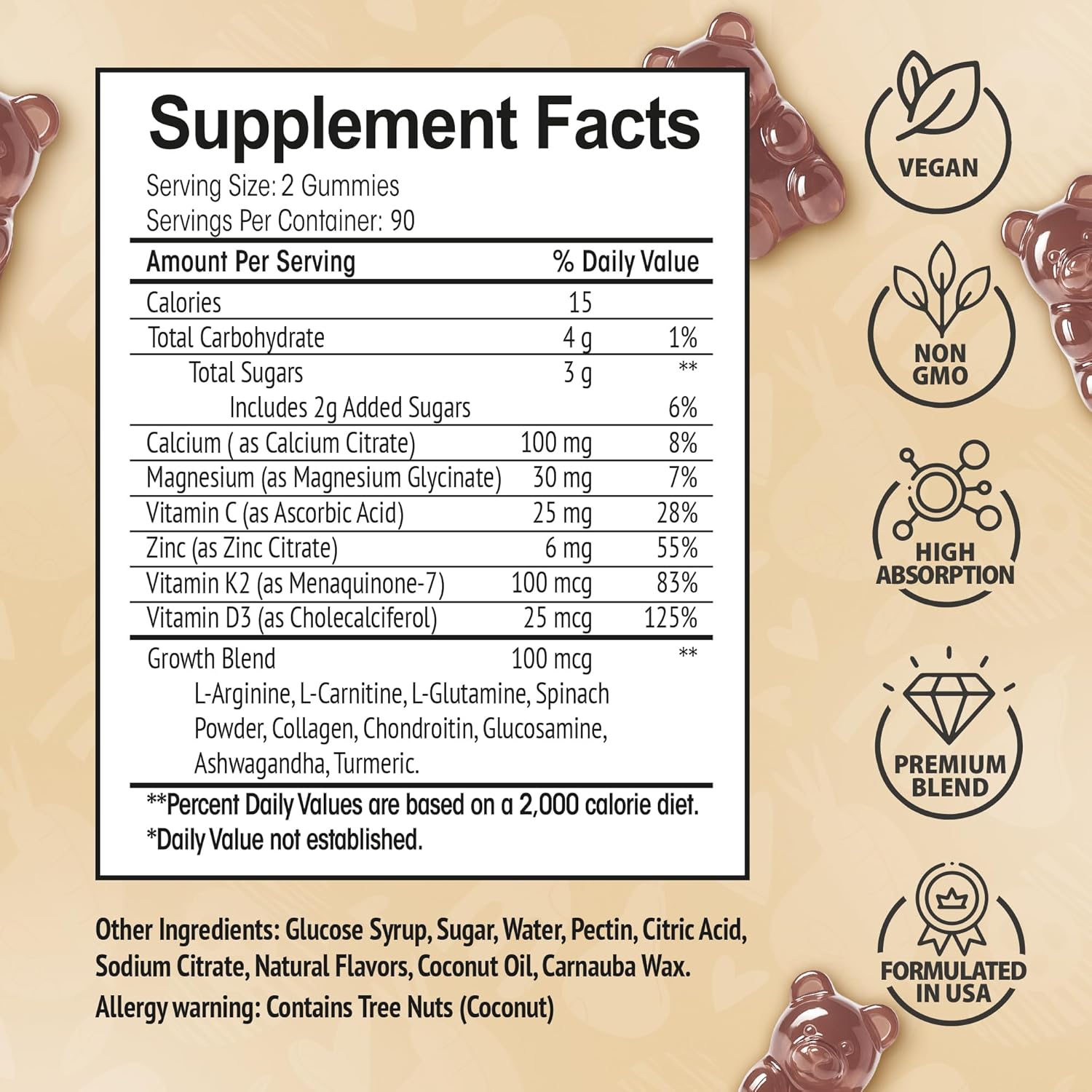 Height Growth Increase Vitamin Gummies, Calcium, Magnesium, Zinc, Ashwagandha, Glucosamine Grow Tall Supplement, Multivitamin for Kids, Teens, Adults - Image 7