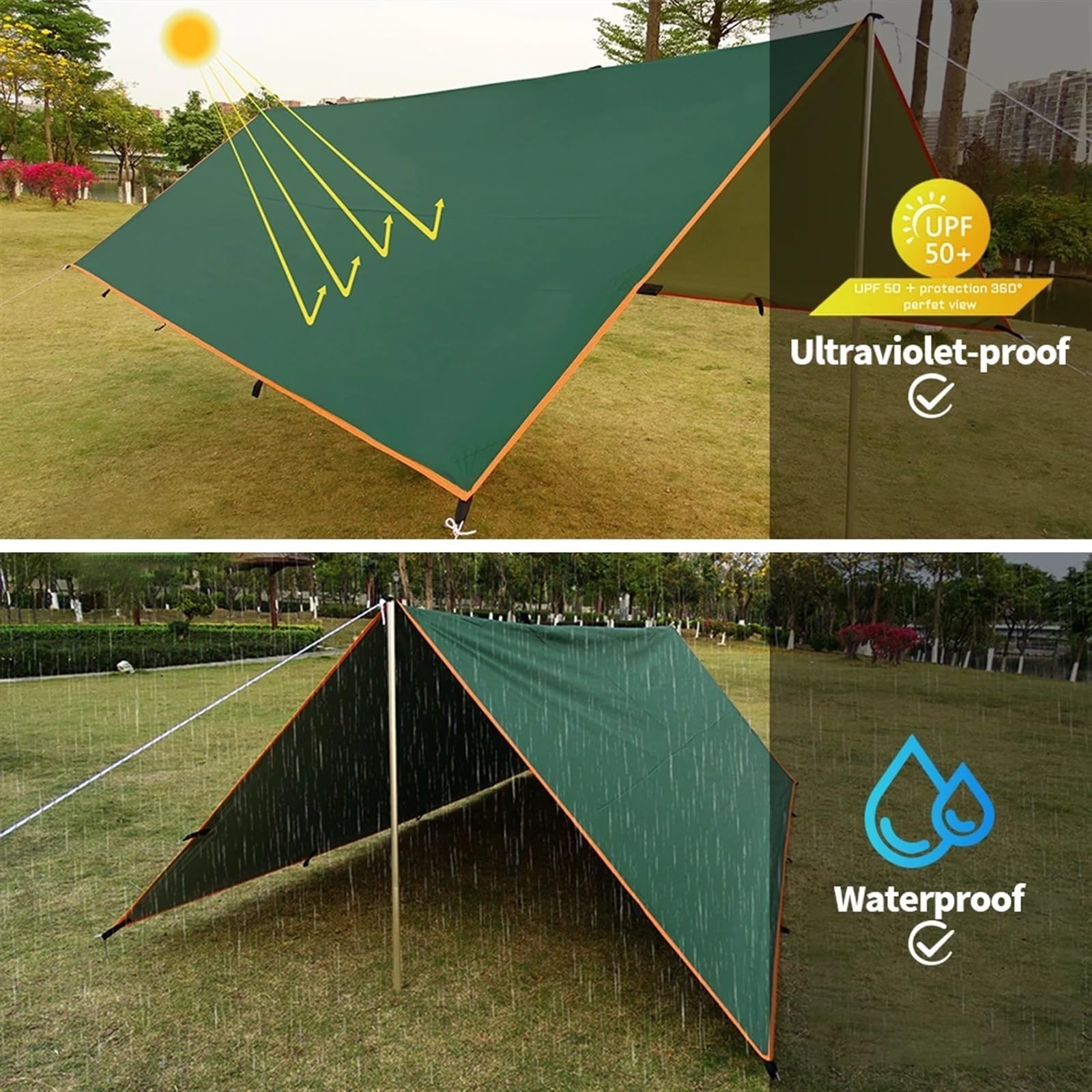Ombrellone da Giardino, Vele ombreggianti 5x3 Metri Tenda da Sole Impermeabile Telo da Giardino Ultraleggero Baldacchino da Giardino (Colore : Green)