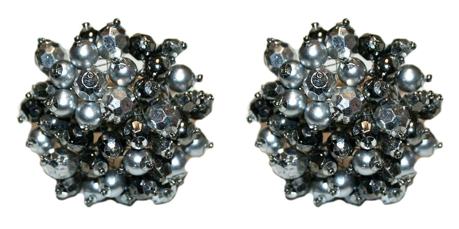 Silver Color Beaded Shoe Clips (2 piece), Clips for Shoes