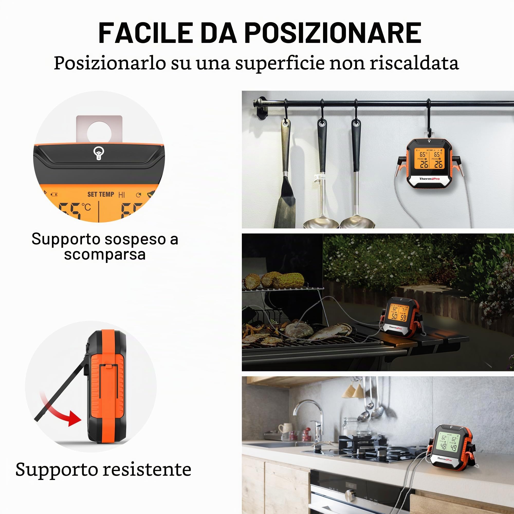 ThermoPro TempPro TP904 Termometro cucina Termometro Bluetooth per carne con 2 sonde di temperatura Termometro alimentare intelligente digitale per la cucina barbecue griglia forno affumicatore
