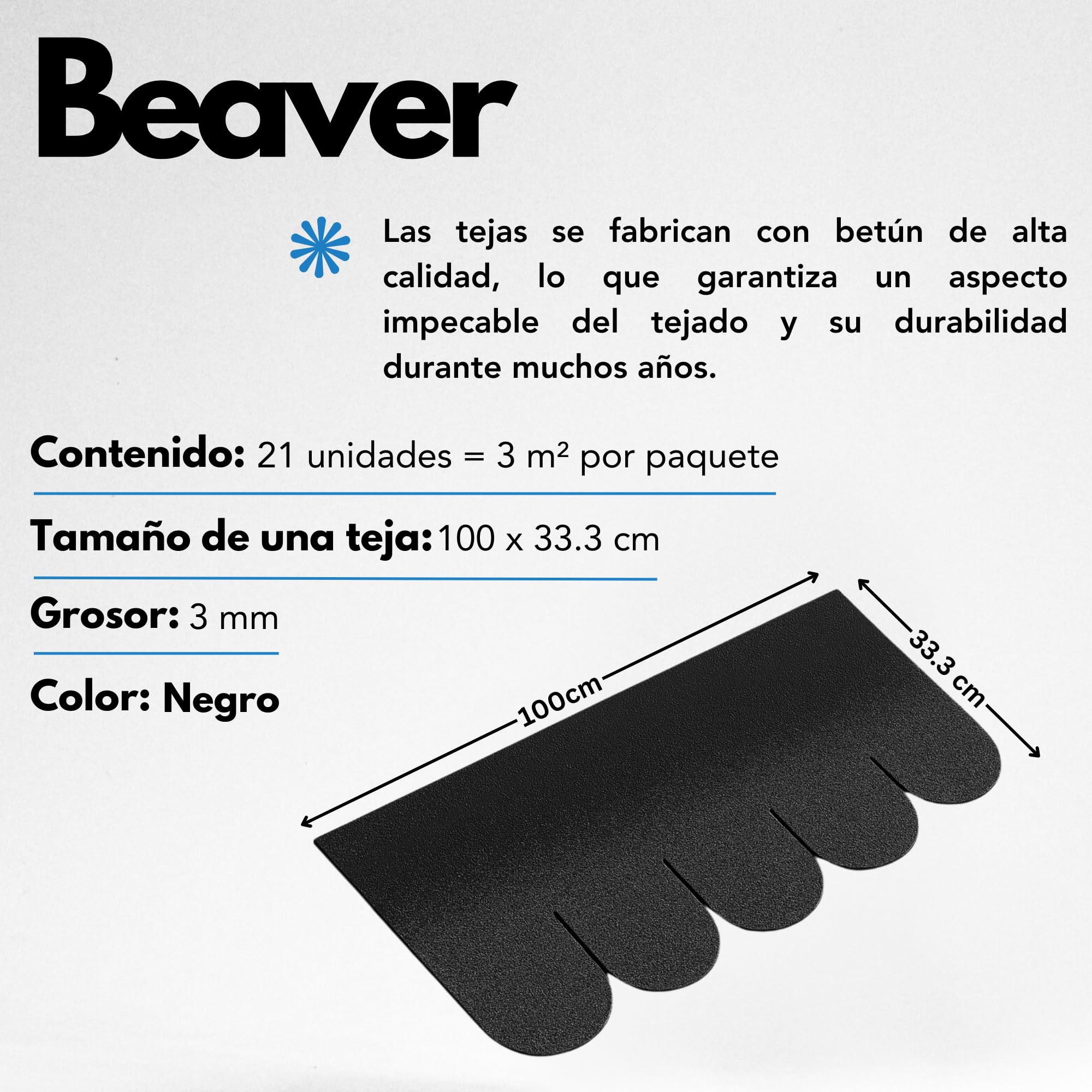 Tejas bituminosas Beaver B-BLACK de color negro - la techumbre bituminosa
