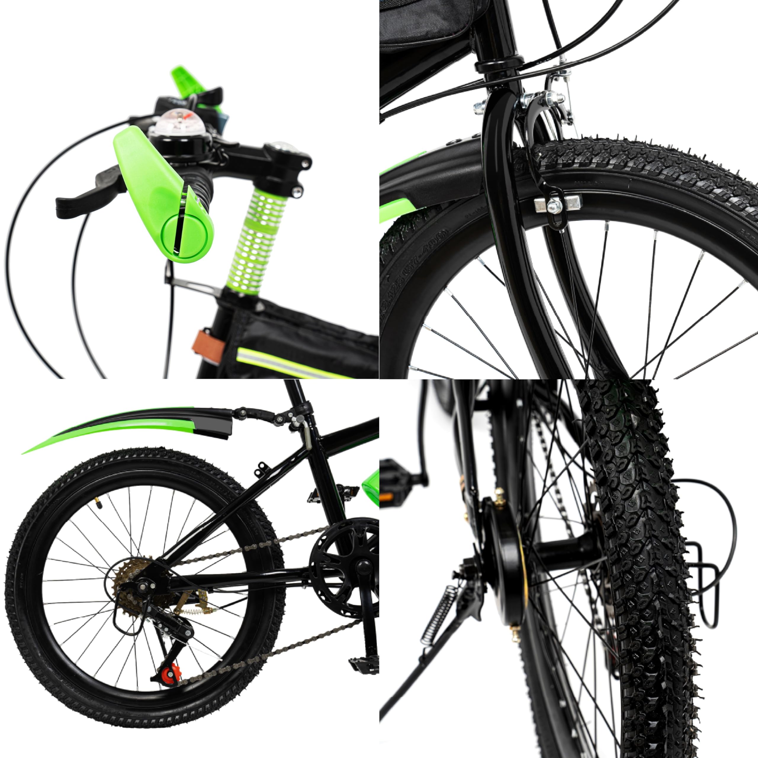 VTT 20 pouces en acier au carbone avec système de freinage, vélo de montagne de qualité supérieure avec support pour gobelet à eau et garde-boue, VTT pour homme et femme (charge maximale : 85 kg)
