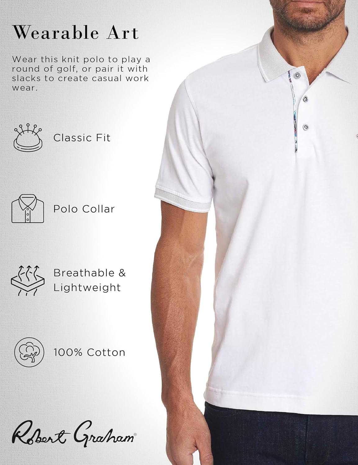 Robert Graham Men's Lucifer Logo Cotton Polo Shirt, Comfortable Fit, Short-Sleeve Premium Knit Top for Dress & Casual Wear - Image 2