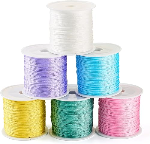 Miniatura 7 de Pandahall - Cordón de nailon trenzado de 0.020 in, cuerda de nailon trenzado de 150 yardas con carrete de plástico para manualidades y fabricación