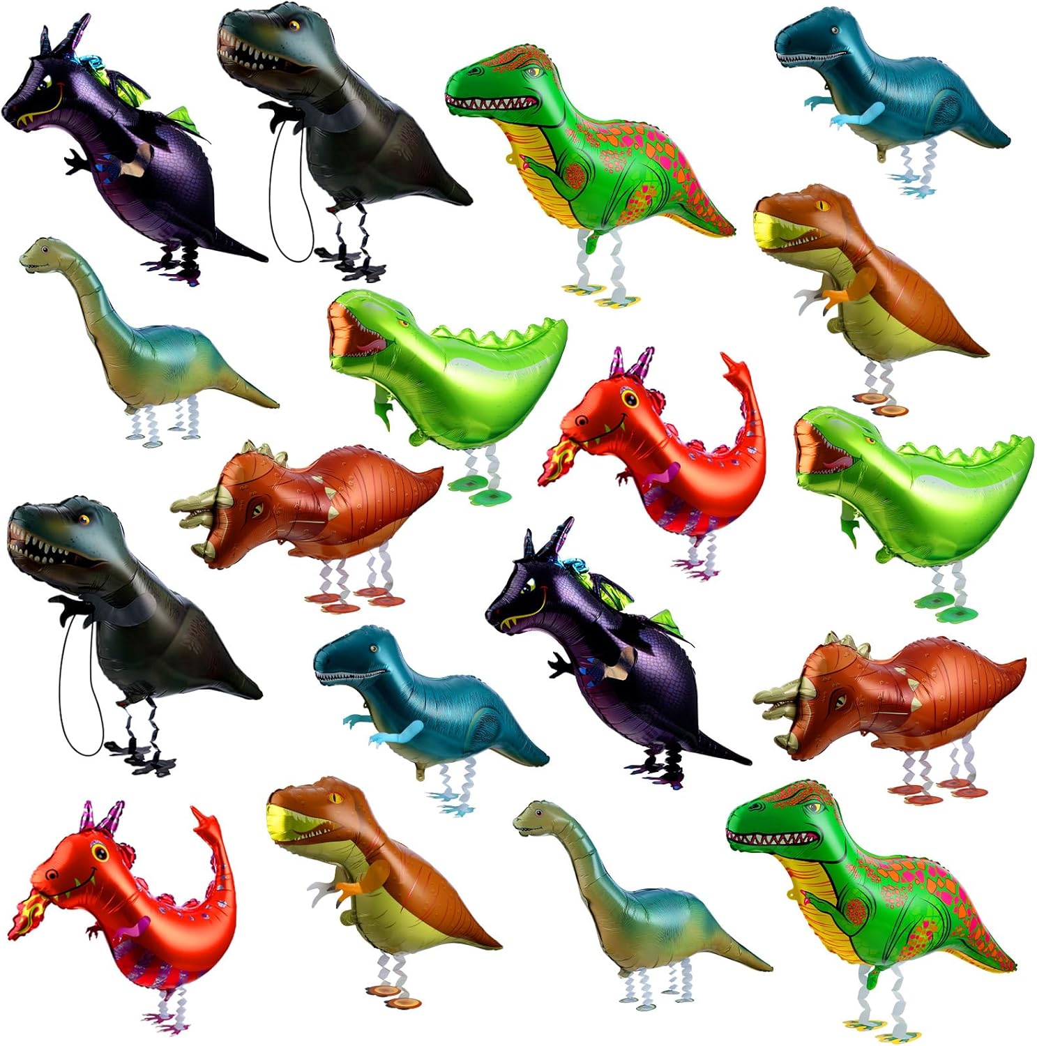 Sumind 27 Pcs Walking Dinosaur Balloons Large Cartoon Walking Animal Dino Balloon Helium Foil Balloons Dino Balloon for Animal Dinosaur Theme Birthday Boys Girls Party Favors and Shop Decoration