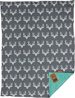 Dear Baby Gear Baby Blankets for Boys & Girls - Neutral Baby Blankets & Crib Quilt - Baby Girl Blanket & Baby Boy Blankets - Baby Blankets Unisex - Antlers Grey, Mint Minky Blanket 40x30 Inches