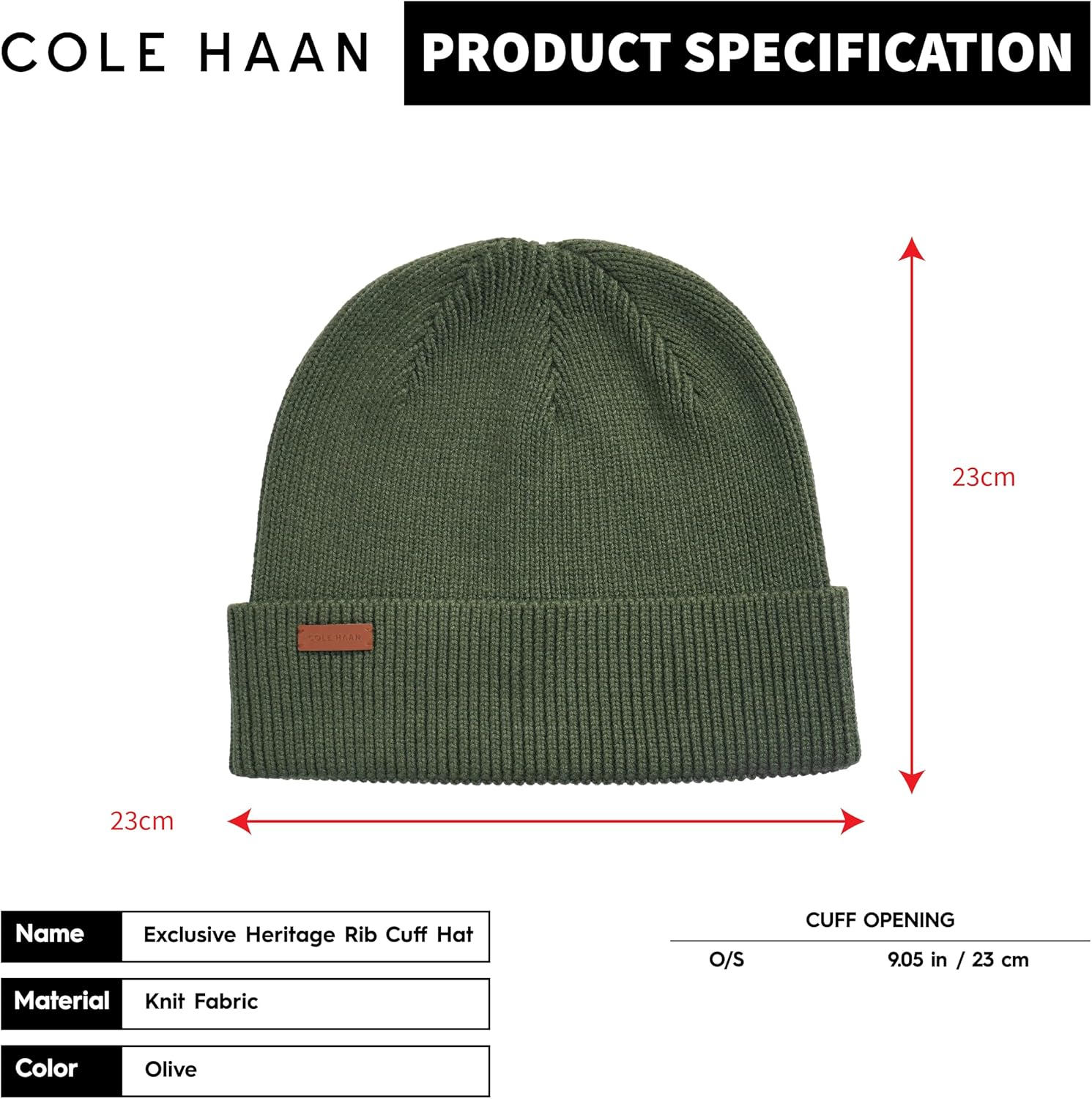 Cole Haan Men's Heritage Rib Cuff Wool Beanie Hat, One Size - Image 6